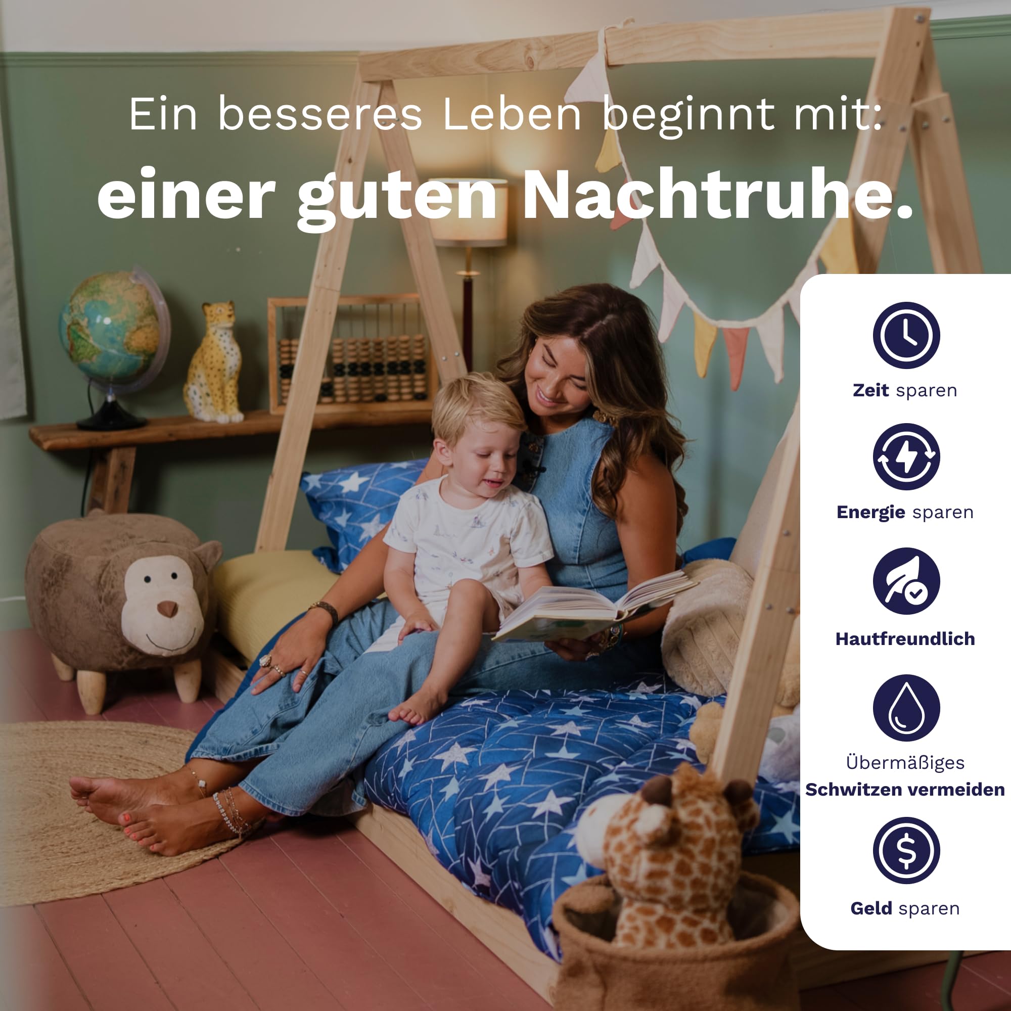 Zelesta Kiddybed kinderbettwäsche 135x200 4 Jahreszeiten - Bettwäsche winterdecke und Sommer-Bettdecke - Waschbare kinderdecke ohne Bezug - Kinderbettdecke mit Muster (Party Lama)