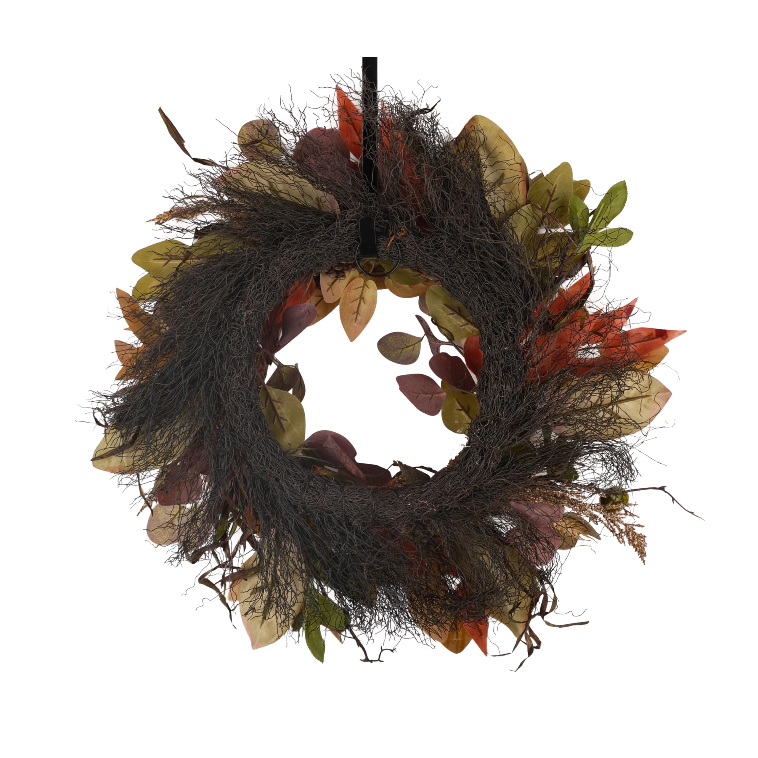 Valery Madelyn Couronne d'automne de 61 cm pour porte d'entrée, décoration bohème avec lumières pour maison de ferme, couronne d'eucalyptus citrouille