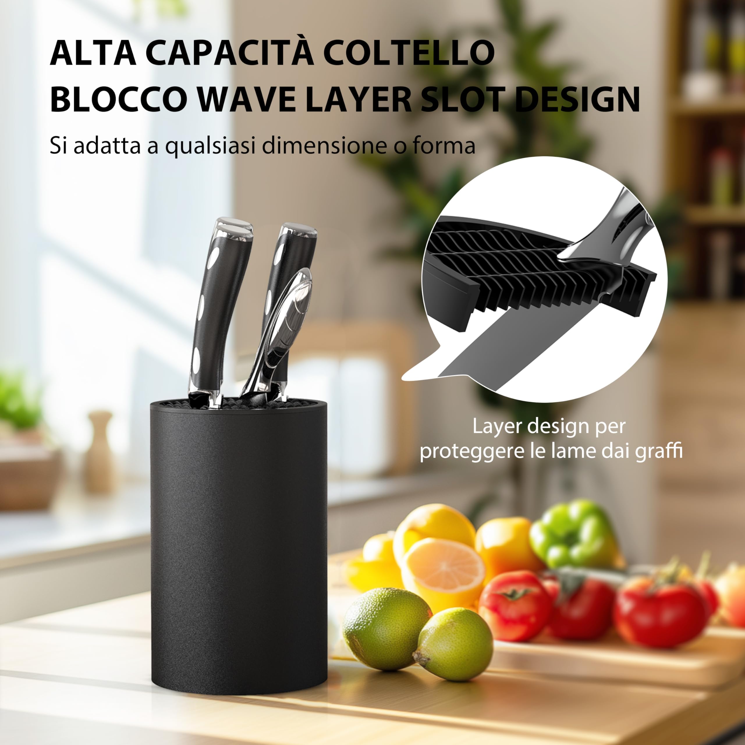 Supporto Universale Per Coltelli - In Plastica Bianco, Organizza E Protegge Le Lame