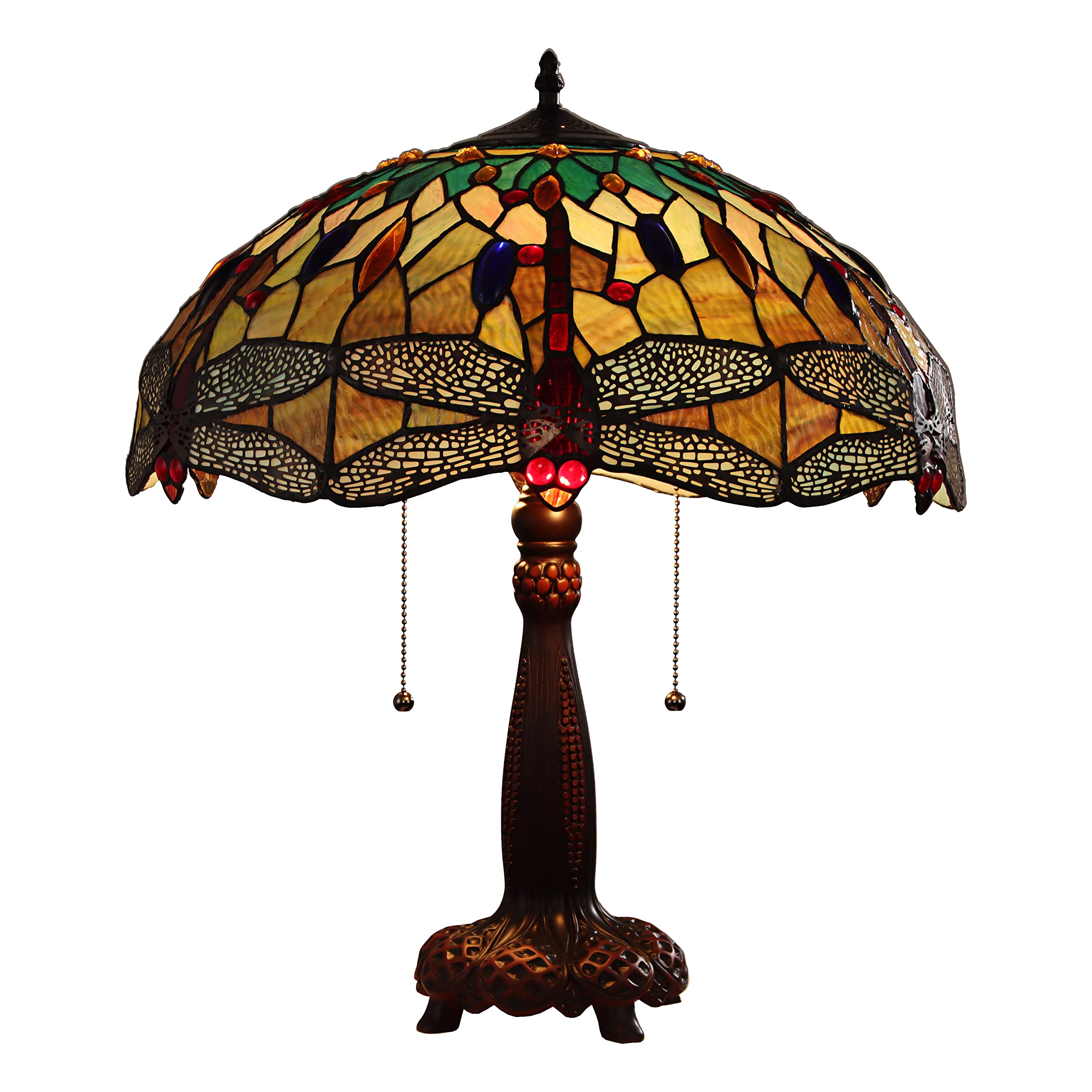 CHLOELighting Empress Tiffany-Style Dragonfly 2 Light Table Lamp 18" Shade