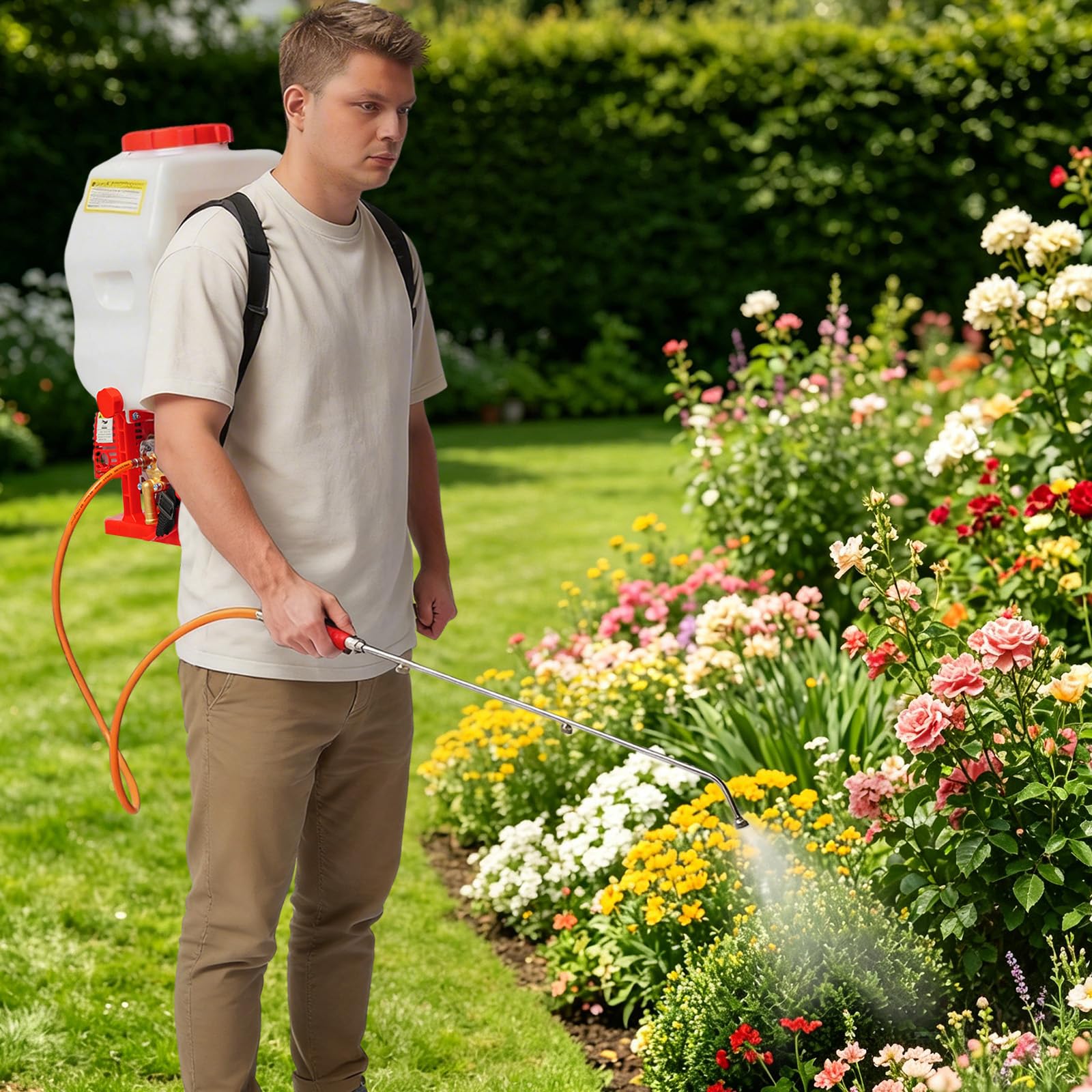 Pulverizador trasero de gasolina de 20 L con motor de 25,4 cc de 2 tiempos, potente pulverizador de motor y herbicida, pulverizador versátil para agricultura y horticultura