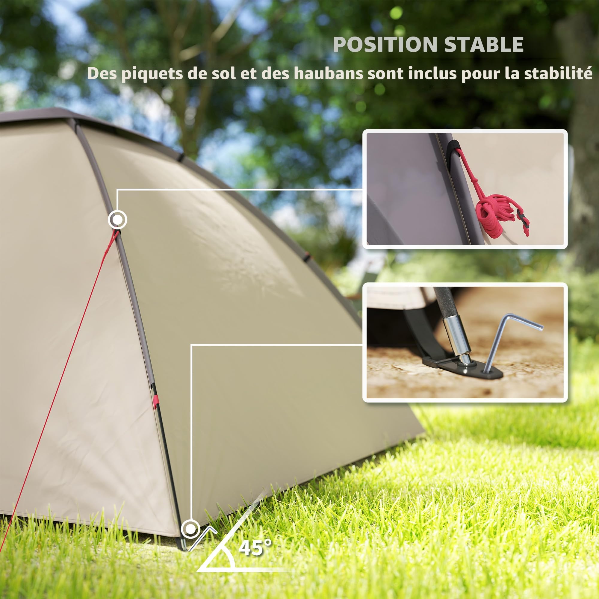 Outsunny Tente Dôme Pour 2 Personnes - Légère, Étanche 3000 Mm, Avec Fenêtre Et Porte, Sac De Transport - Pour Camping, Trekking, Jardin