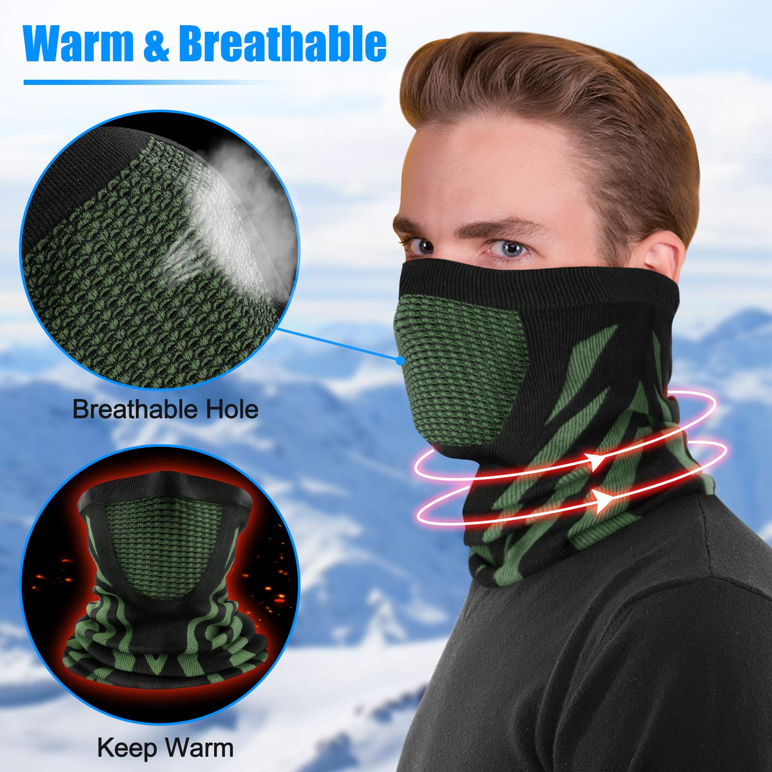 ENONEO Scaldacollo Running Termico Uomo Donna Traspirante Antivento Scaldacollo Sportivo Elastico Sciarpa Tubolare Inverno Passamontagna Sci Copricollo Moto Bandana Bici Ciclismo