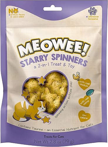 Miniatura 1 de Starry Spinners - Golosina para gatos, 2.8 onzas, regalo 2 en 1 y juguete hecho con pollo real, hígado de pollo y hierba gatera, fomenta la