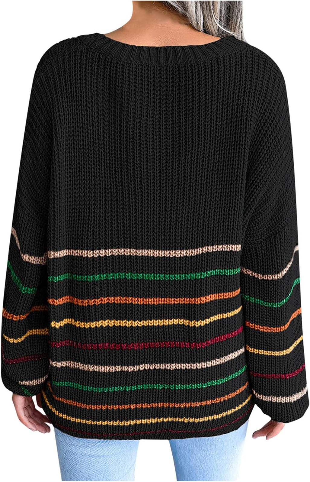 Womens V Neck Button Down Sweaters Fall Trendy Open Back Women Knitted Sweater Soft Criss Cross v Neck Knit Sweaters for Women Casual Side Split Pullover Jumper Tops