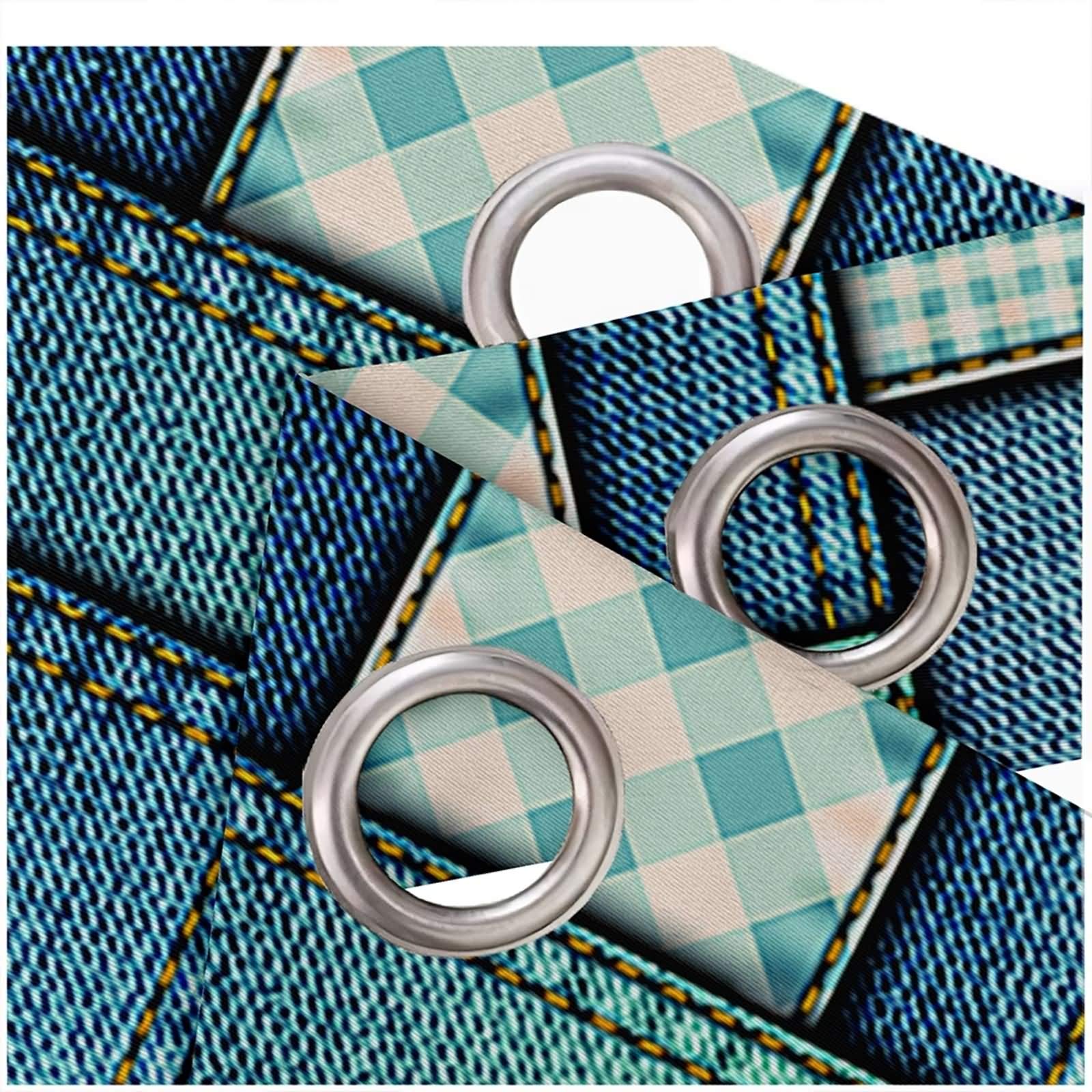 Daesar Tenda Salotto 2 Pezzi, Tenda Oscurante Isolante 107x138CM Tenda da Salotto Moderno Geometrica Tenda Blu Oscurante Poliestere