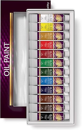 Miniatura 8 de MyArtscape - Juego de pintura al óleo - Tubos de 12 x 04fl oz resistente a la luz cuerpo pesado colores vibrantes a base de aceite alta carga de