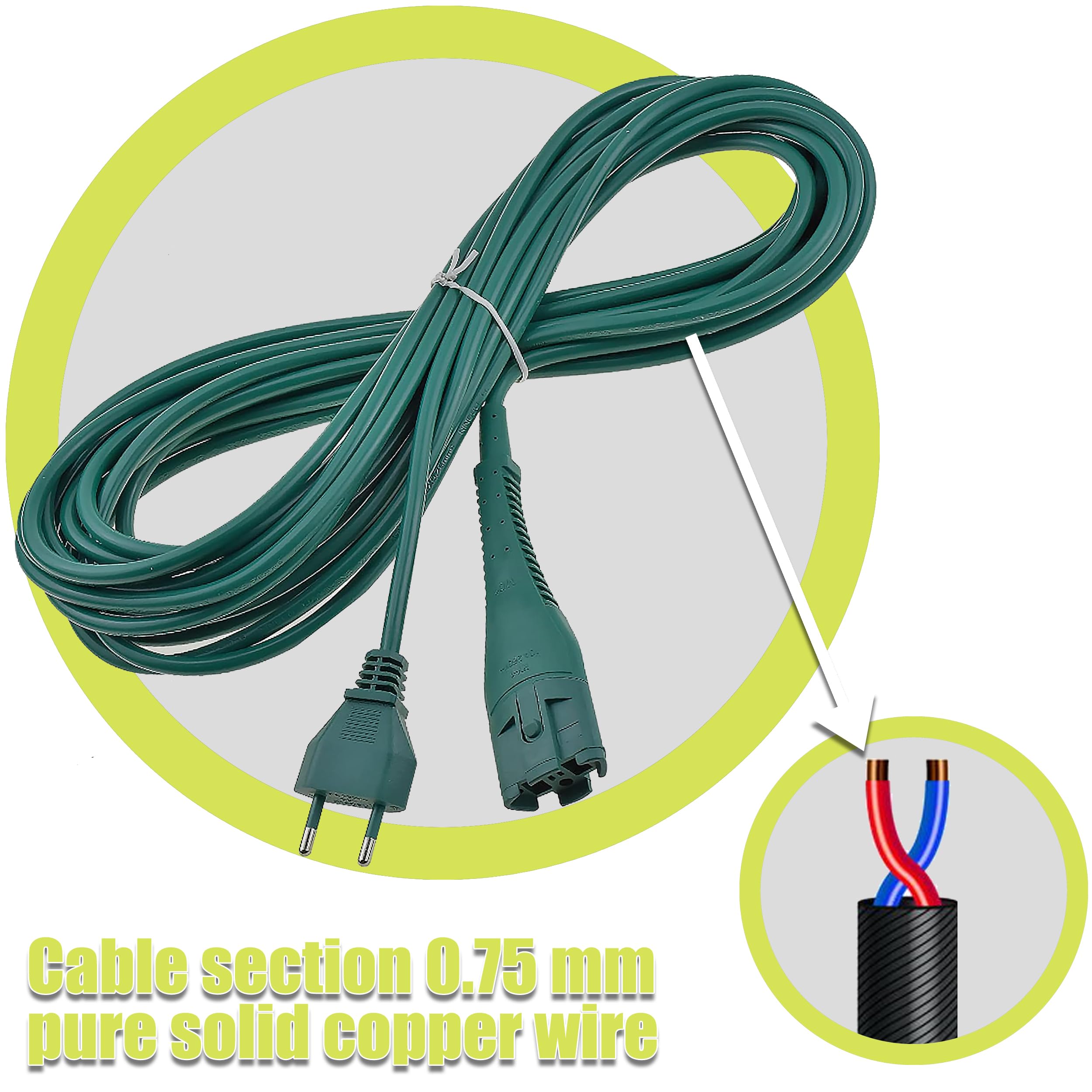 Arcets Cavo per Folletto VK130 VK131 Filo Prolunga Alimentazione Elettrico -10 Metri