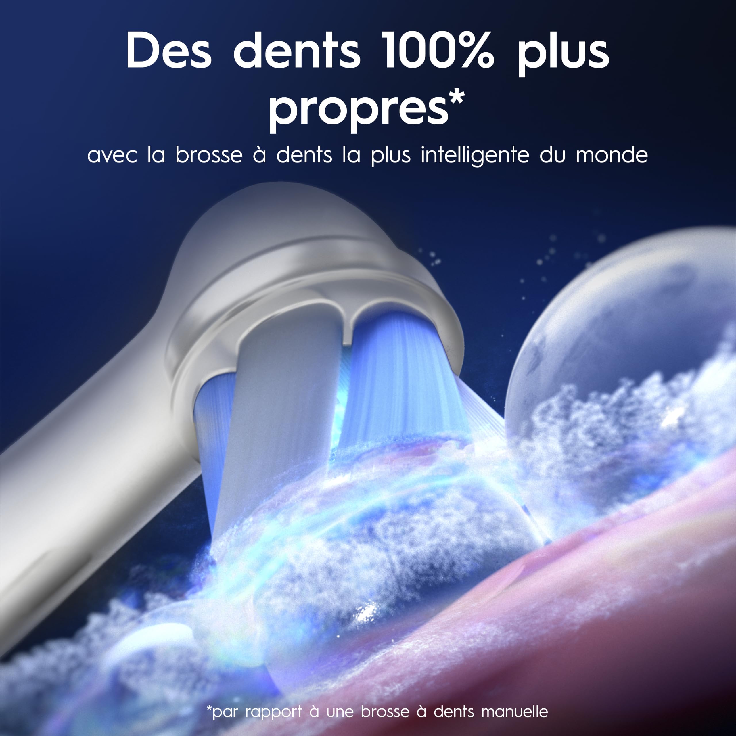 Oral-B Brosse à dents électrique rechargeable iO 10, capteur de pression, affichage interactif, intelligence artificielle avec coaching en direct, 1 tête, 1 brosse, étui de voyage, blanc, idée cadeau