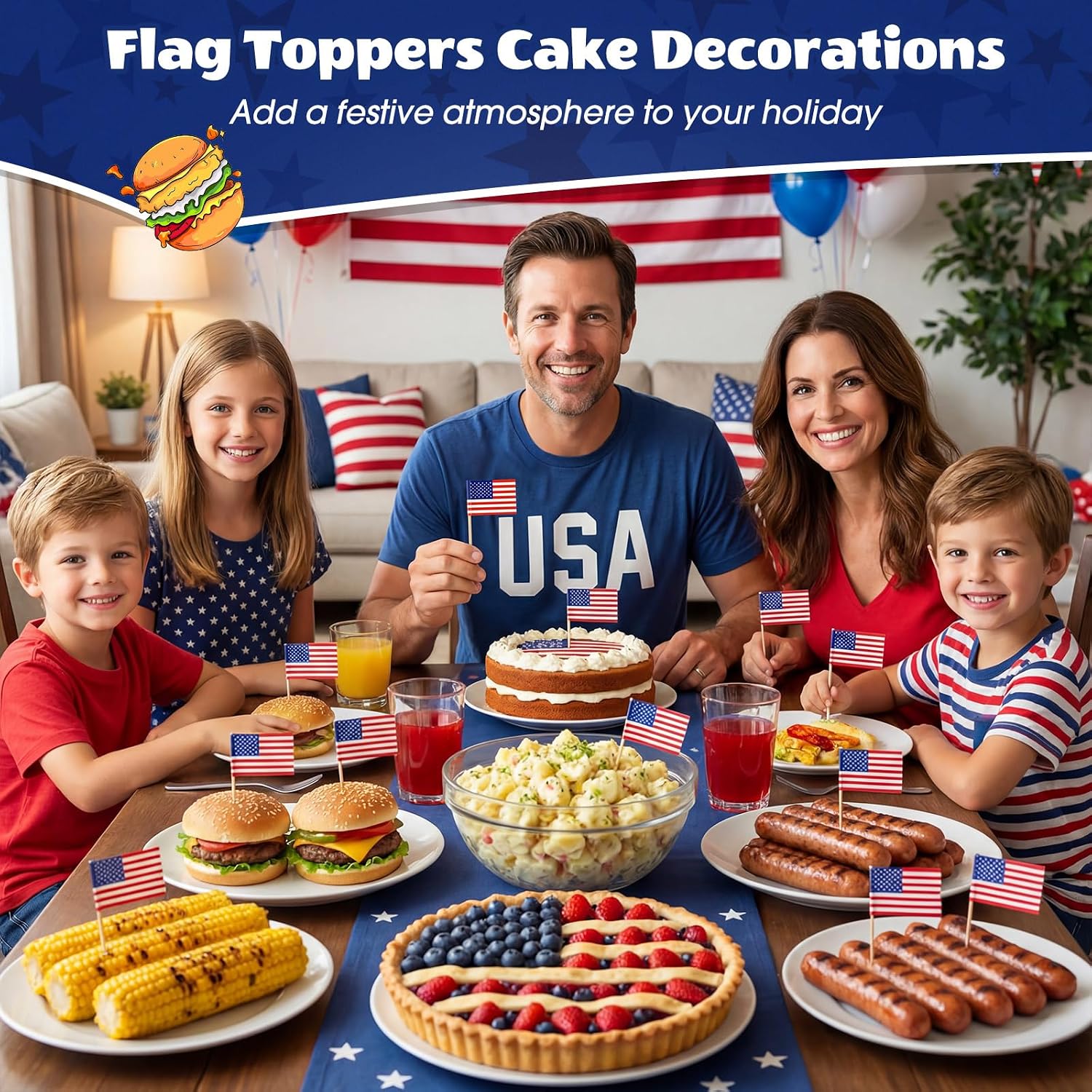3000 Pcs American Flags Toothpicks Bulk Mini USA Cocktail Picks