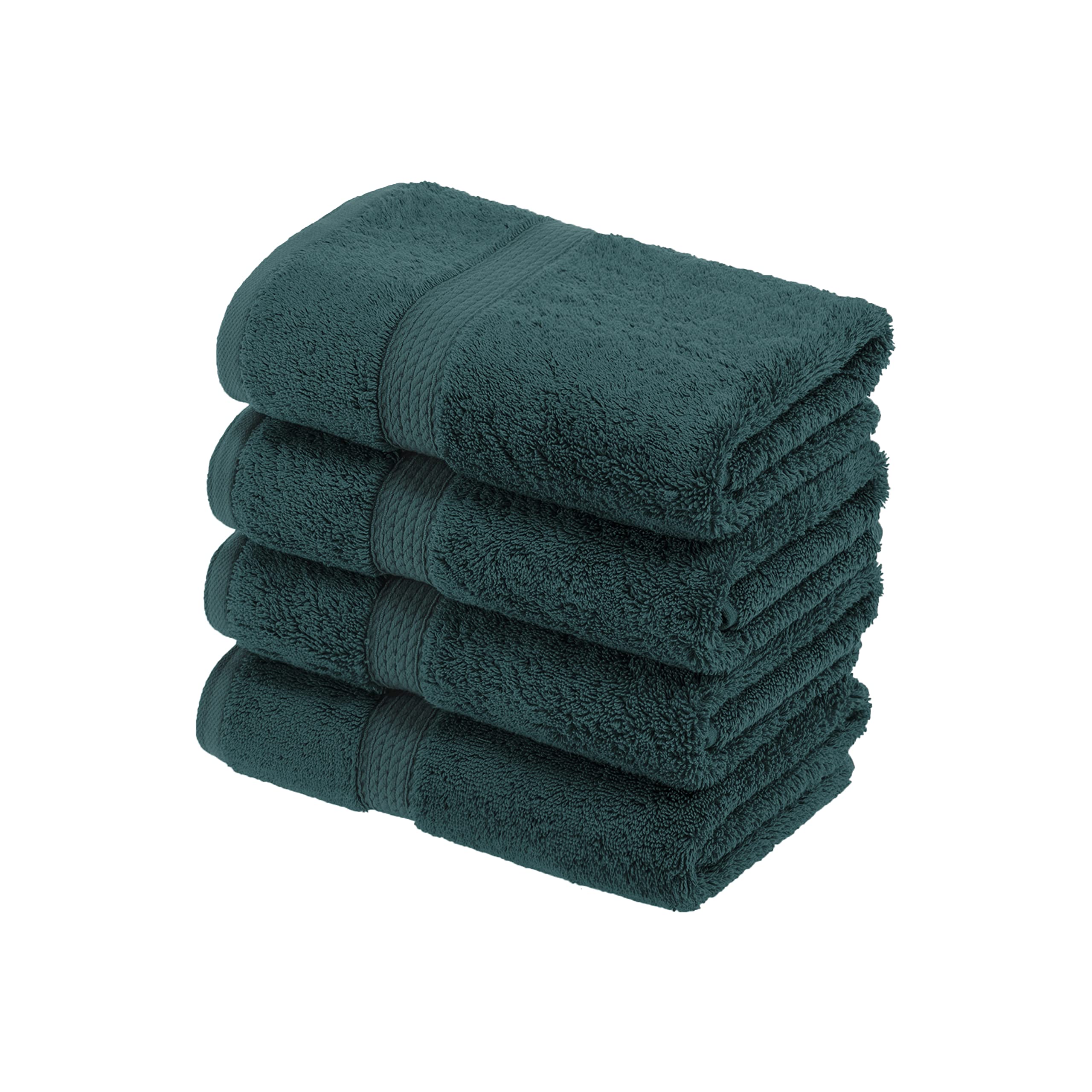 Superior Egyptian Cotton Pile Hand Towel Set of 4, Ultra Soft Luxury Towels, Thick Plush Essentials, Absorbent Heavyweight, Guest Bath, Hotel, Spa,