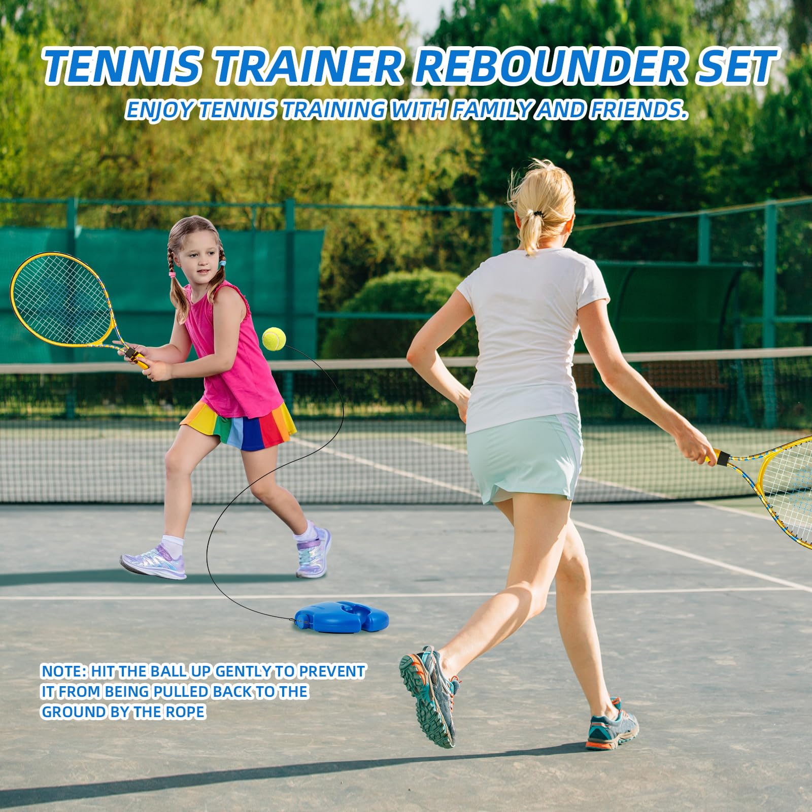 JOY SPORT! 2 Pack Tennisschläger für Kinder, Tennis Trainer Set mit Rebound Ball, Schnur & Tasche