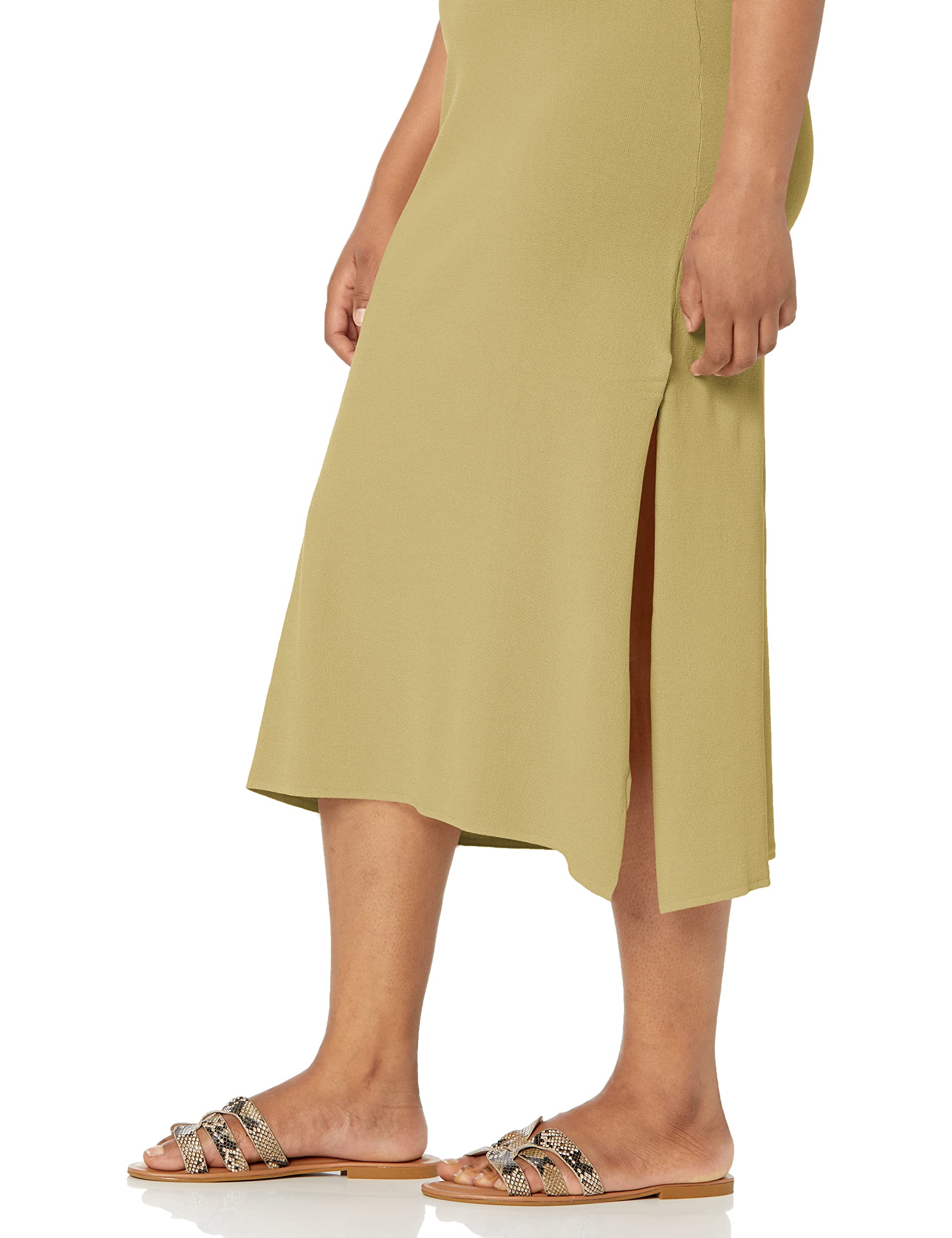 The Drop Women's Gabriela High Neck Cut-in A-line Side-Slit Maxi Sweater Dress