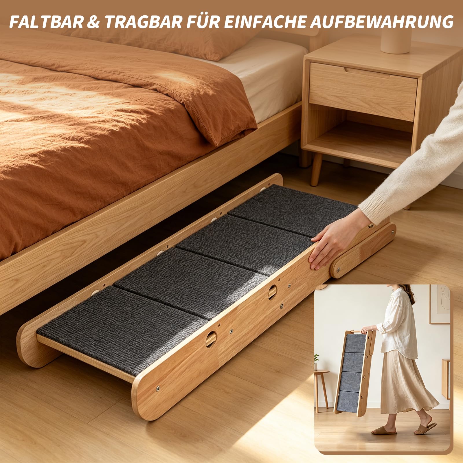 Escalera para perros 2 en 1, escalera ajustable para perros con 4 niveles para perros pequeños, escalera portátil para mascotas, plegable con superficie antideslizante para cama, sofás y coches