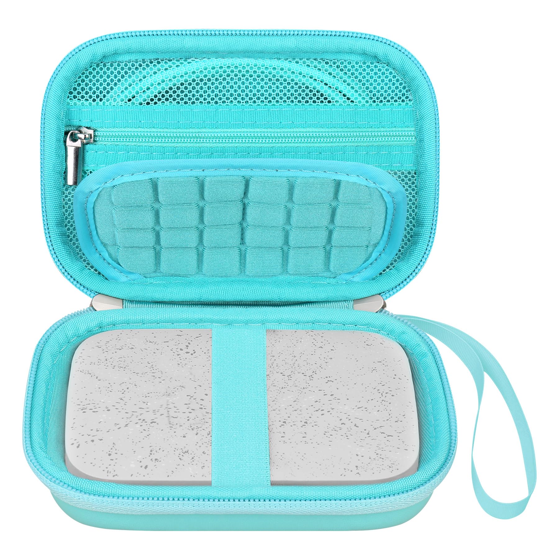 Elonbo Carrying Case for HP Sprocket Portable 2x3 Instant Color Photo Printer, Instant Photo Printer Travel Protective Organizer Holder, Extra Mesh Pocket Fits Photo Paper Cable, Green+Inside Green-image-40