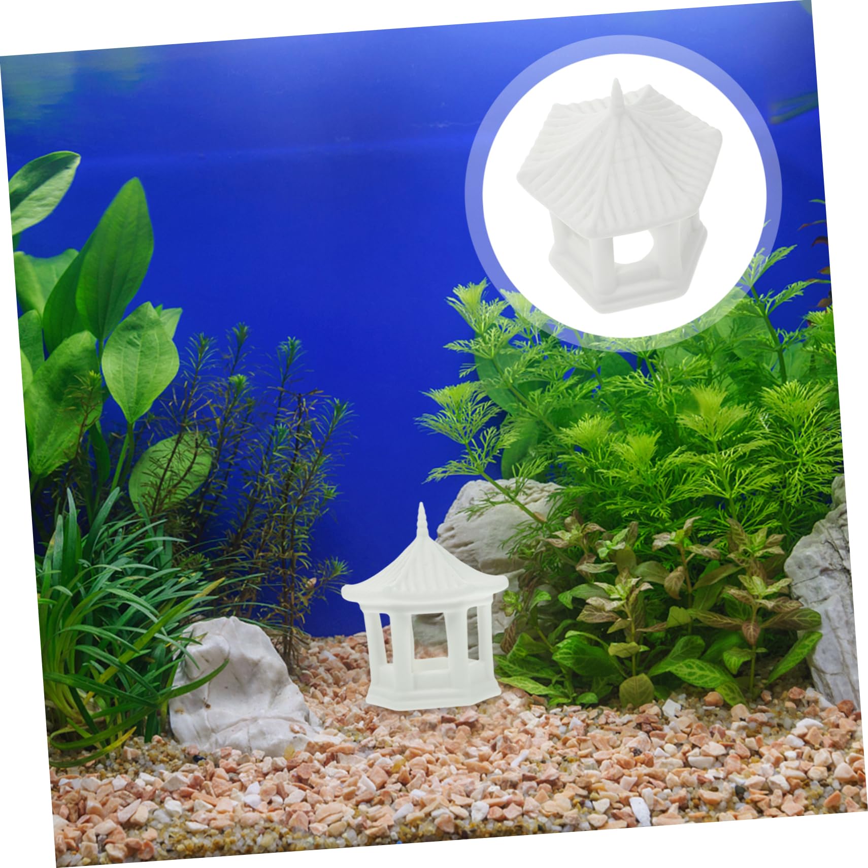 Mipcase 5 Pièces Ornements De Belvédère Hexagonaux Plantes D'aquarium en Soie Décorations Décor De Réservoir Axolotl Pavillon De Jardin Mini Pavillon Aquarium Étang Céramique Blanche