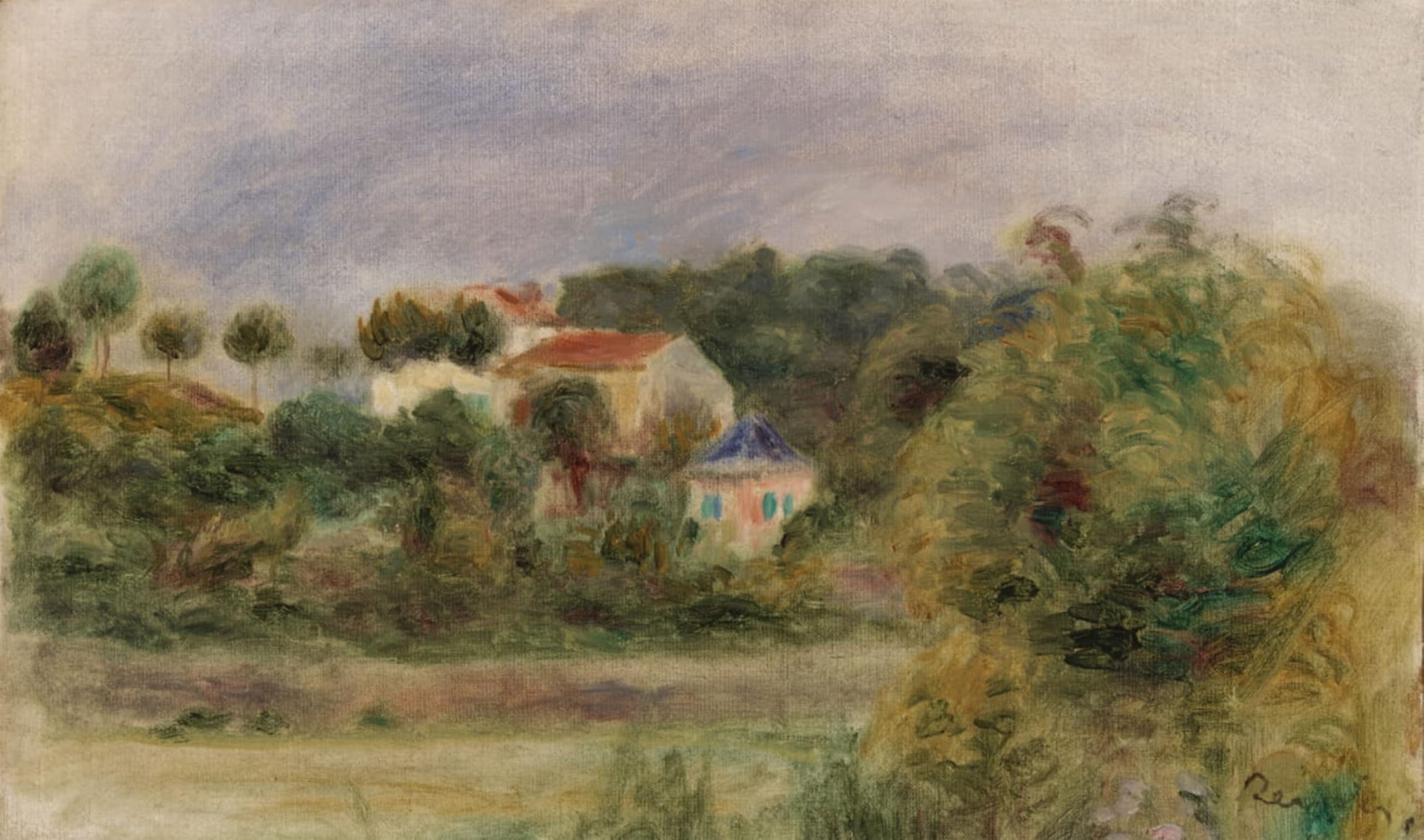 HRJUBWREE Famous Paintings Pictures Artwork Picture Houses in a Park by Pierre Auguste Renoir Photo Wall Print for Office Decor 60x90cm