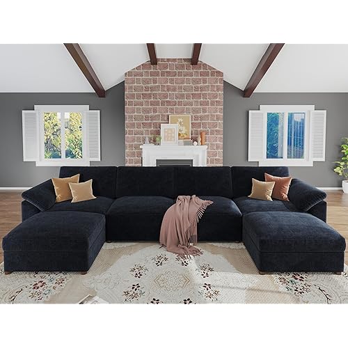 EASE MOOSE Oversized Modular Sectional Sofa, FSC Certified Extra Large U Shape Sectional Cloud Couch,Comfty Deep Modular Sofa with Ottoman