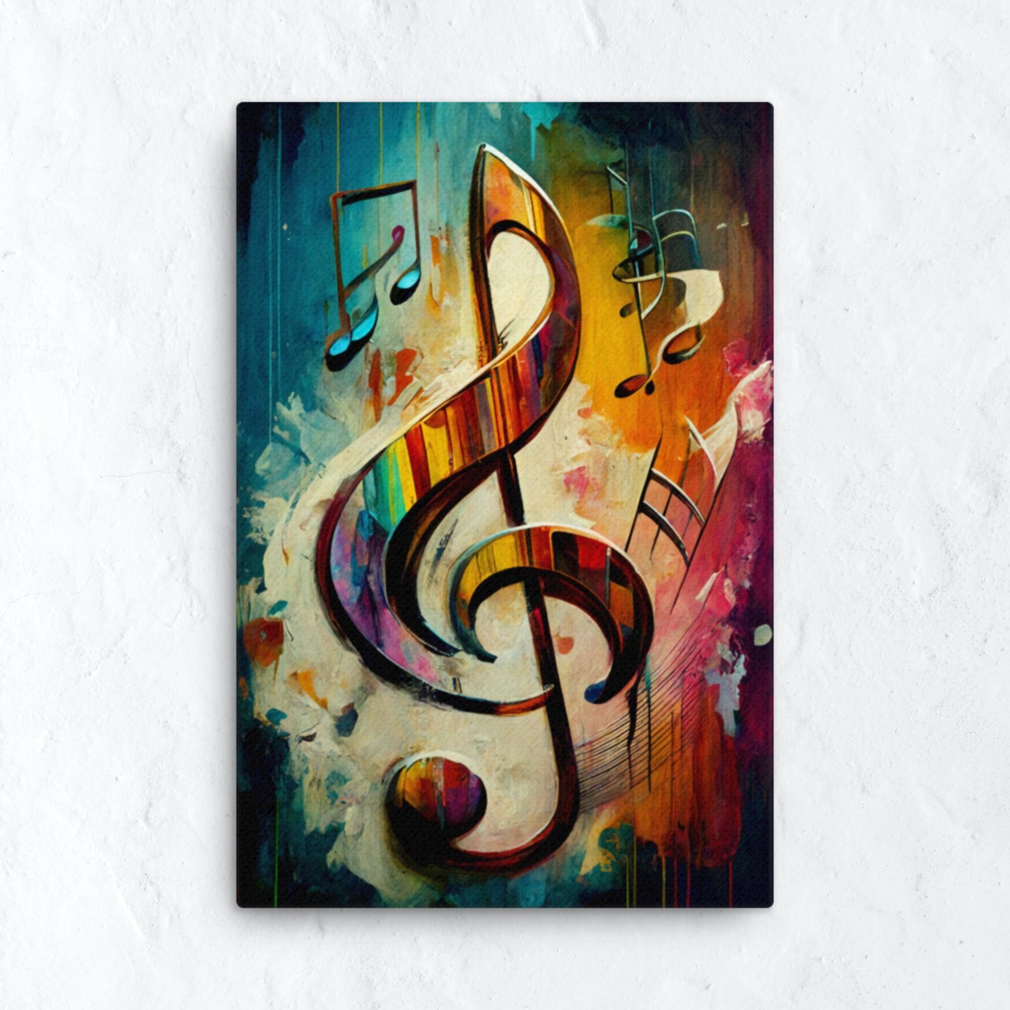 TONGYINLI Music Note Abstract Art Canvas: Colorful Music Room Wall Decor Posters Graffiti Music Canvas Oil Painting(70x110cm/Internal Frame)