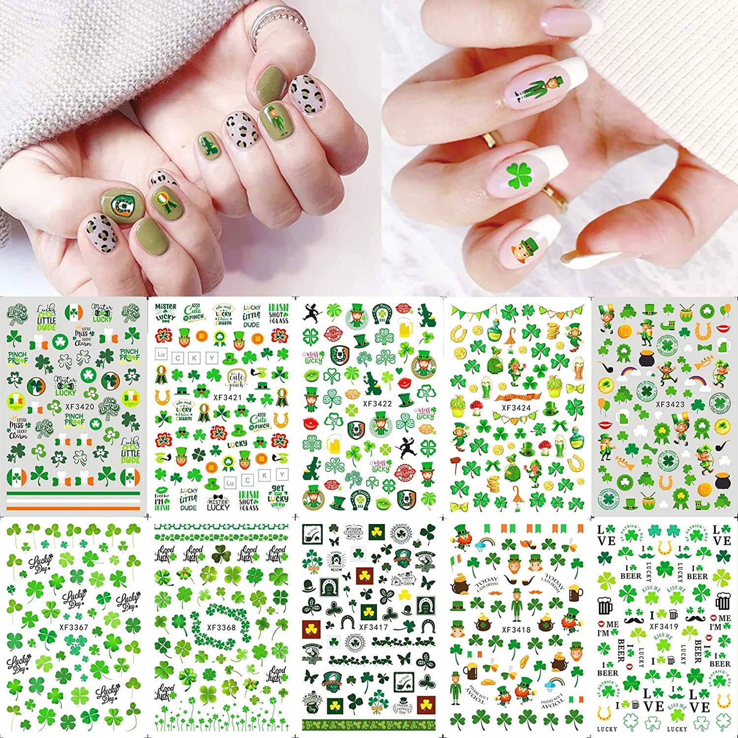 Amazon.com: 10 Sheets St. Patrick's Day Nail Art Stickers Decoration Luck  of The Irish Decals (600+pcs) Self-Adhesive Nail Tips Decorations  Leprechaun Shamrock Sticker for Kids Girls Women : Beauty & Personal Care