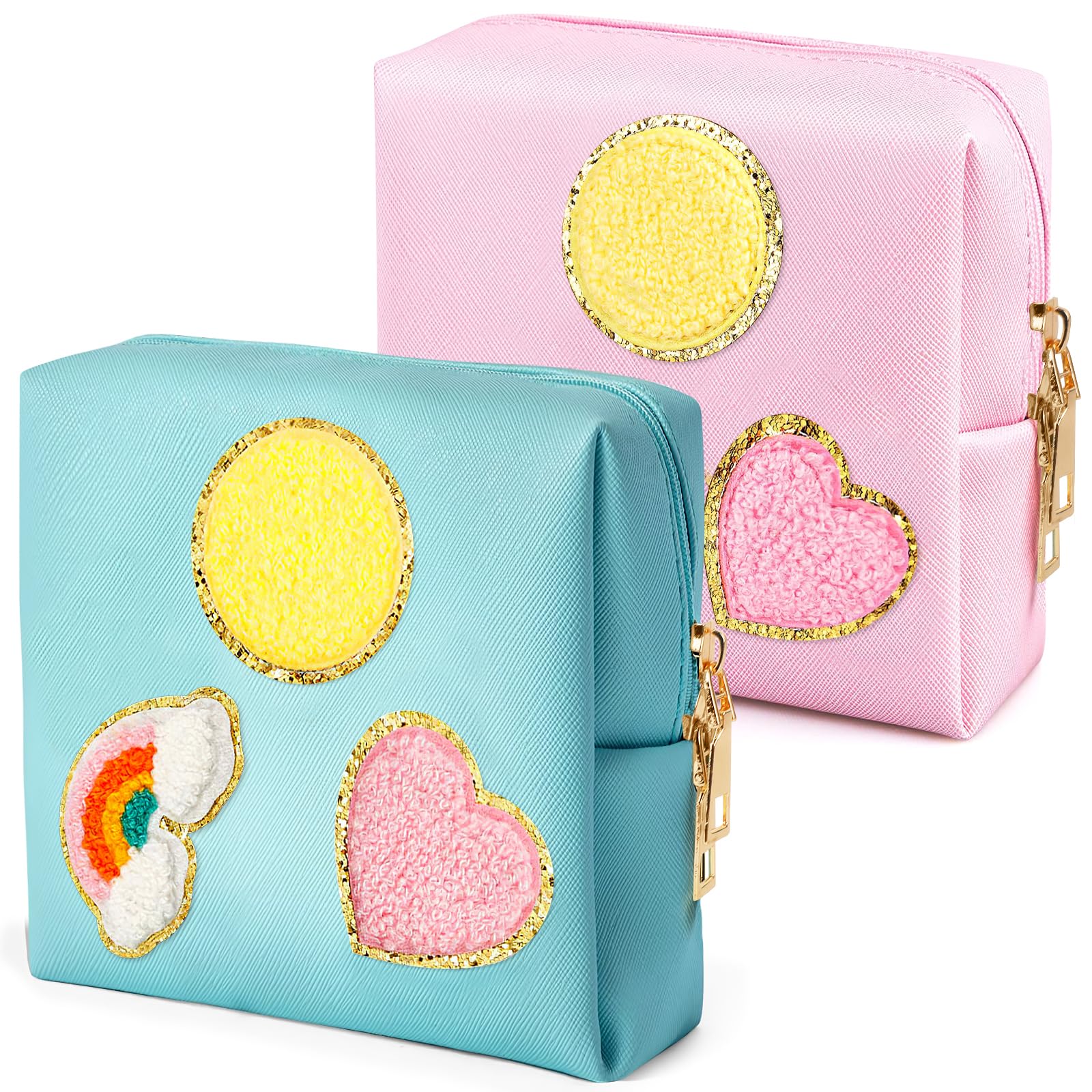 2 Pack Period Bag, PU Leather Sanitary Napkin Storage Bag for Feminine Pads Liners Tampons and Reusable Pads,Functional Sanitary Pads Pouches First Period Kit for Women Ladies Gift