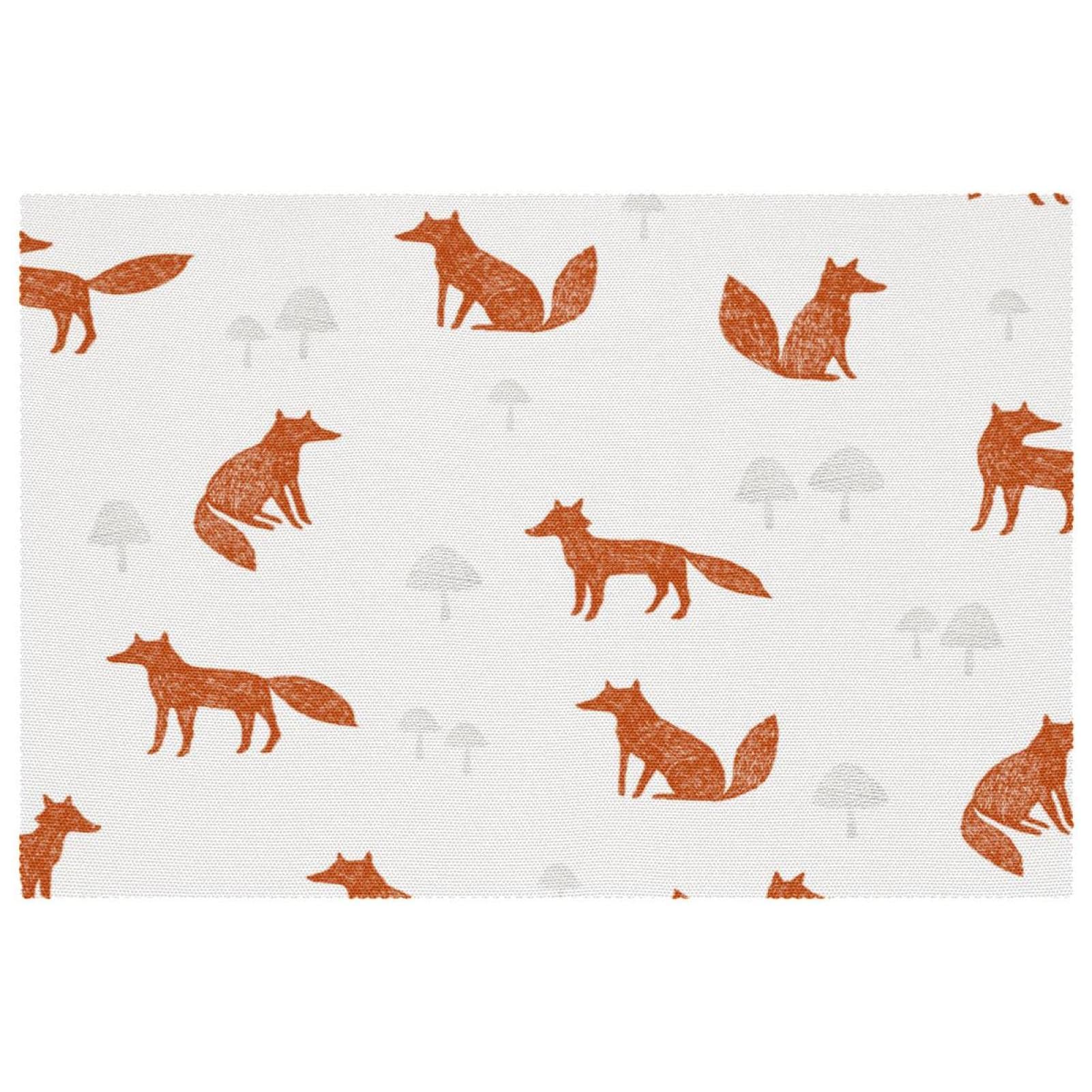 Lot de 4 sets de table en tissu Oxford motif renards lavables