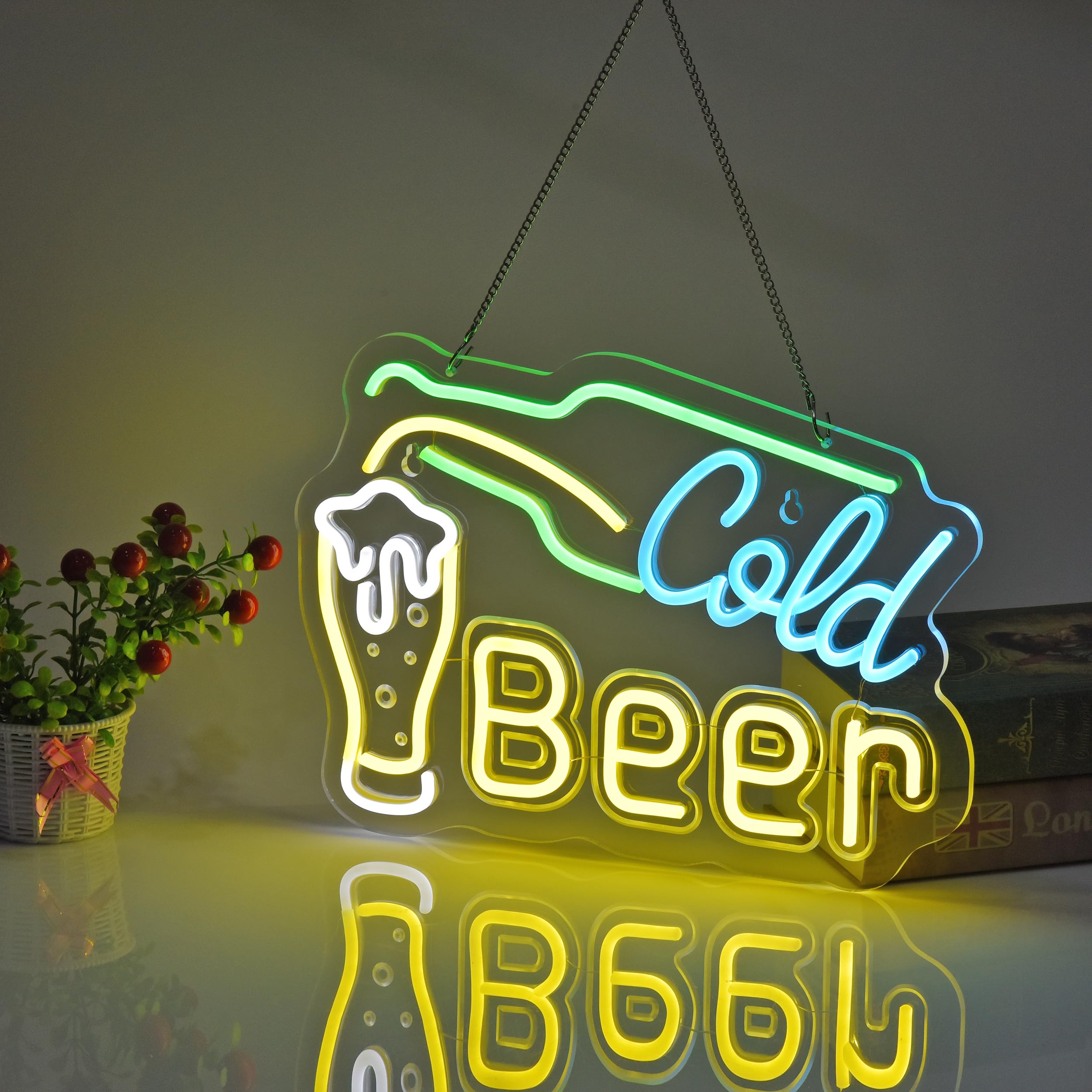 Amazon | JJOMOBUTY ビールネオンサイン 多階段調光可 LED COLD BEER 