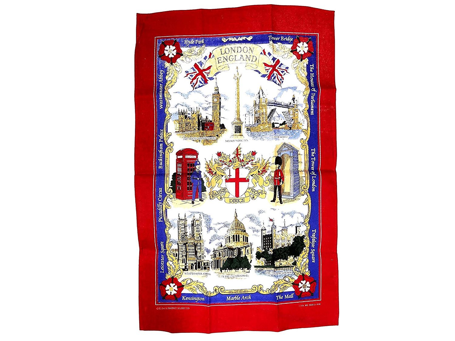 Elgate Red Tea Towel/Wall Hang Detailing London Popular Landmarks - London England