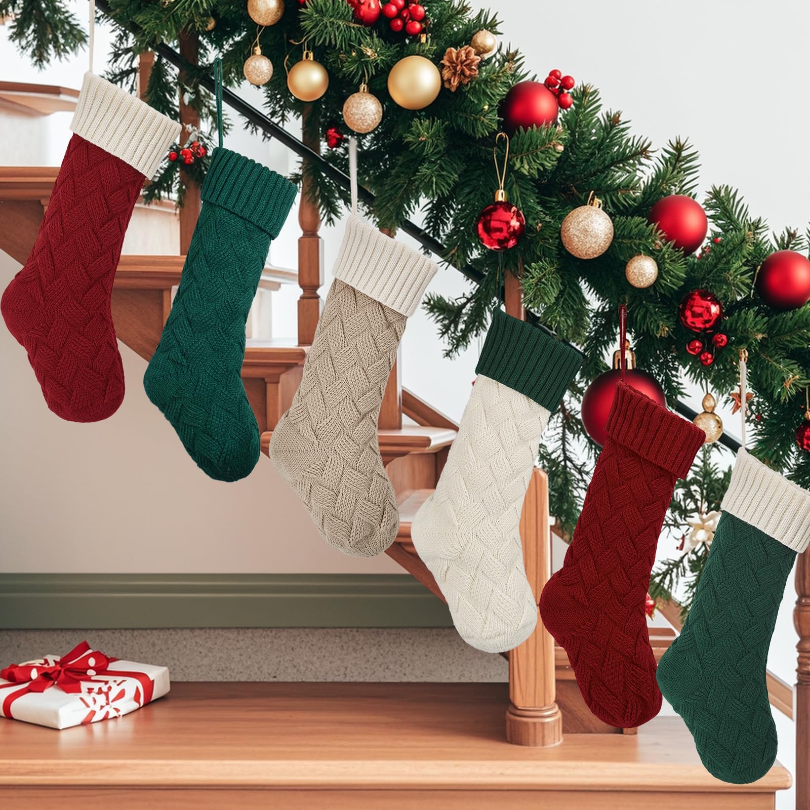 Gestrickte Weihnachtsstrümpfe (6 Stück)