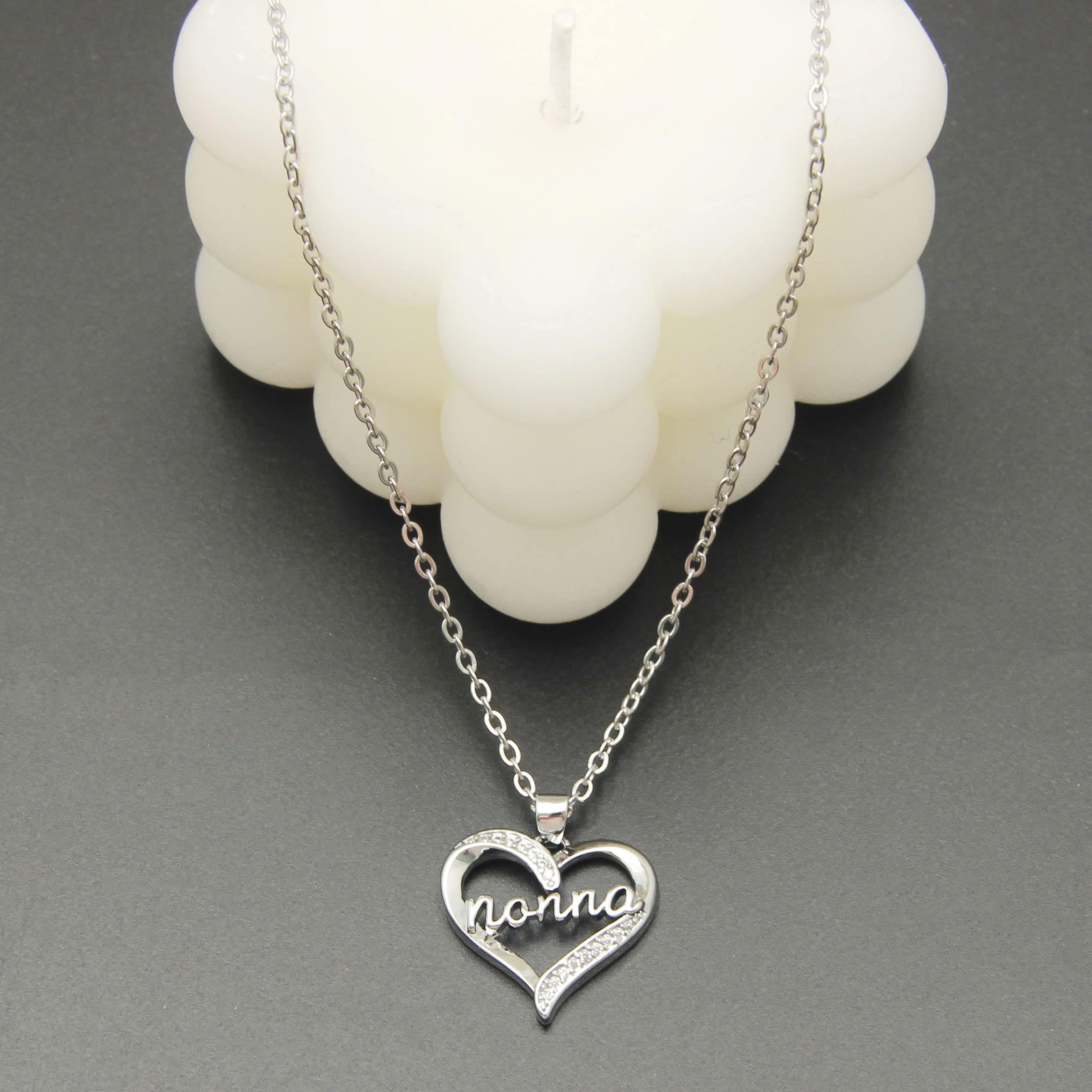 ZYMGUO Regalo Nonna Collane Nonna Regali per Nonna Collana Donna regalo Compleanno Nonna Regalo Natale per Nonna Cuore Diamante Collana Argento Pendent Natale