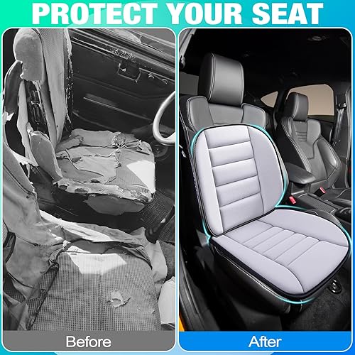Miniatura 14 de MYFAMIREA Cojín de asiento de automóvil y almohada de apoyo para respaldo de 1.2 pulgadas de grosor, cojín de espuma viscoelástica para silla de Gris