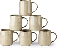 GBhome 18oz Ceramic Coffee Mugs Set of 6 - Handmade Khaki Gradient, Large Handle, Dishwasher Microwave Safe for Latte Tea Beer Cocoa