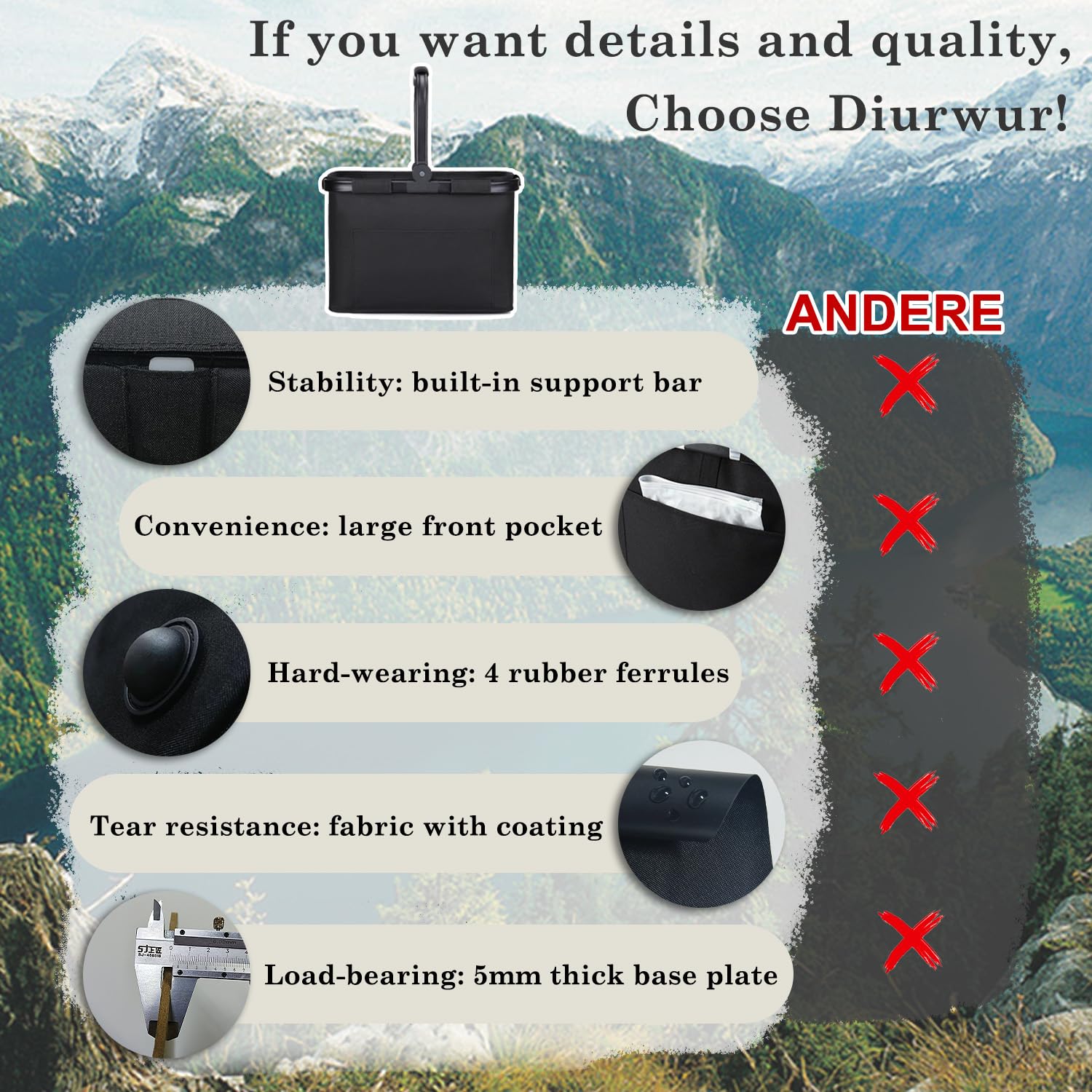 Pynhoklm® Shopping Basket With Cooling Function, Picnic Basket With Lid, Folding Basket, Insulated Basket, Collapsible Insulated Basket, Insulated Basket, Insulated Bag, Carry Bag