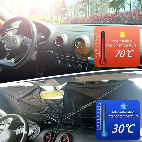 Miniatura 5 de Gseigvee Parasol para parabrisas de automóvil, protección UV, sombrilla para parabrisas de automóvil para mantener tu vehículo fresco, accesorios de