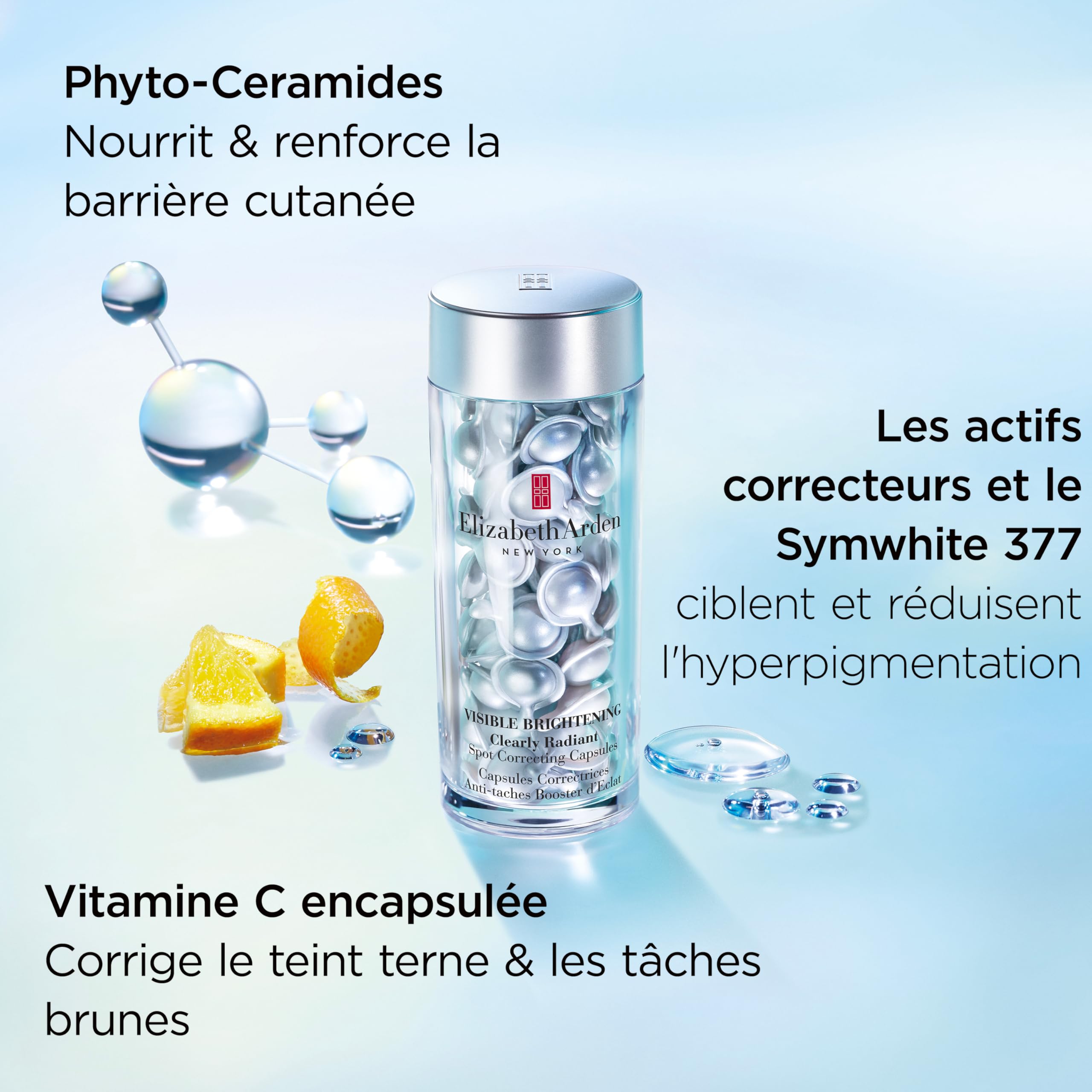 Elizabeth Arden, Visible Brightening Capsules Sérum Correctrices Anti-taches Booster d’Éclat, Serum visage, Soin skincare anti taches brunes, Lisse le teint, Eclat
