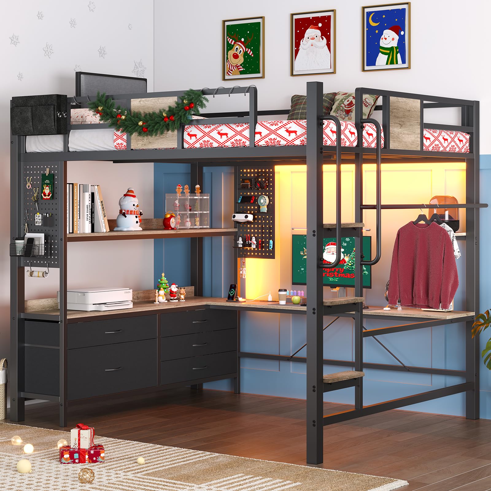 Dnxao Full Loft Bed with Desk