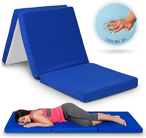 Gold Star - Colchón de espuma viscoelástica de gel triple plegable 25 x 75 pulgadas cubrecolchón de enfriamiento con infusión de gel de 3 pulgadas