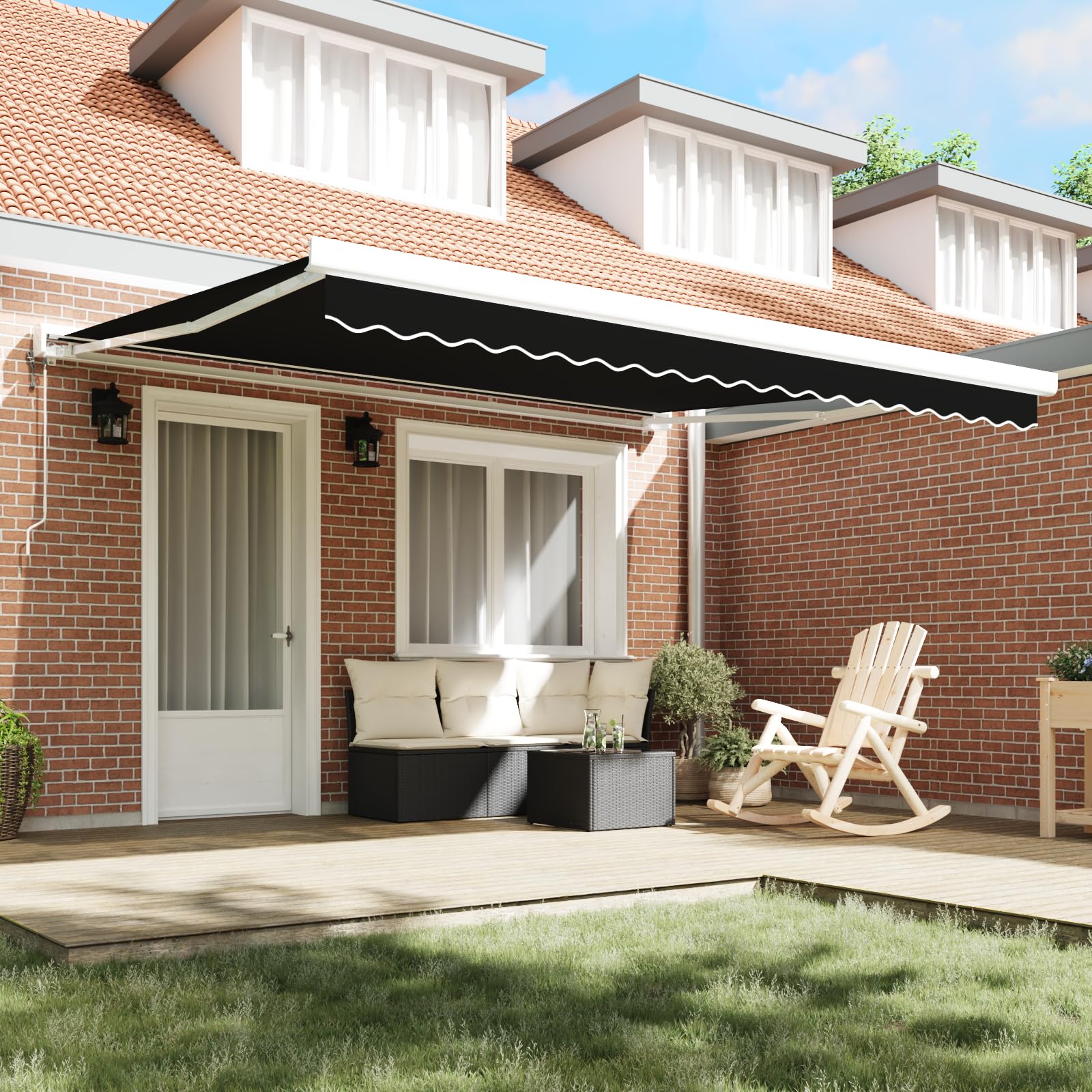 Tomostar Toile de Remplacement Store Banne, Toit de Rechange Tissu de Remplacement pour Auvent Cadre 4x3 m Noir