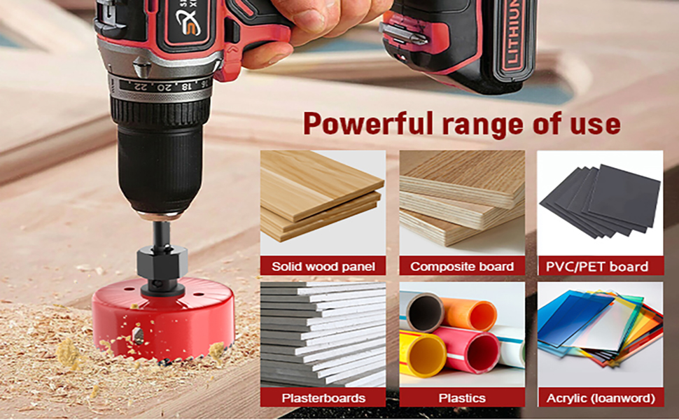 Image of 12-Piece Hole Saw Kit, Includes 8 Sizes (3 /4 inch to 2-1 /2 inch), Arbors, Drill Bits, and Hex Key, Ideal for Softwood, Plywood, and PVC (Black)