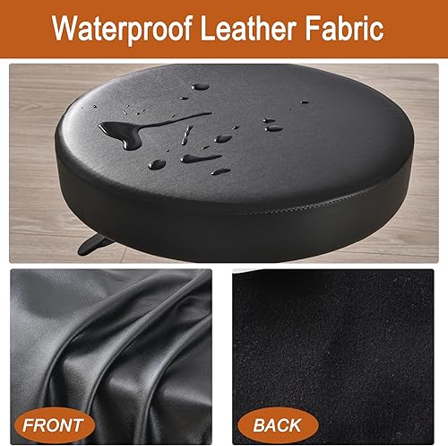 Miniatura 3 de HAOYONG Juego de 4 fundas redondas para taburetes de bar, impermeables, de poliuretano, fundas elásticas para taburetes de bar, fundas para sillas
