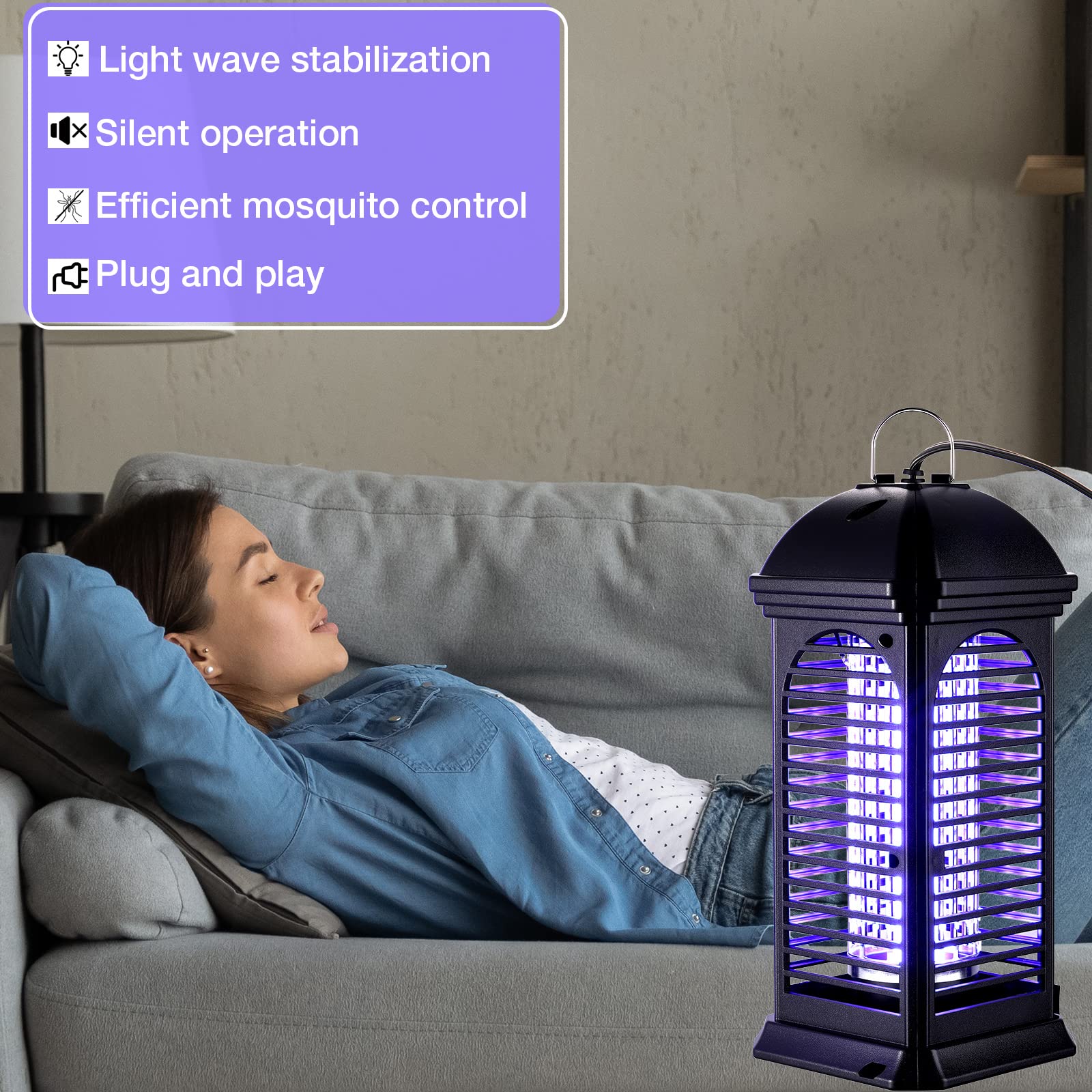 Qualirey Lot de 3 pièges à moustiques électriques avec lumière 11 W - Lampe à insectes - Piège à insectes pour terrasse - Tueur d'insectes électrique pour la maison, le jardin, la cour intérieure et