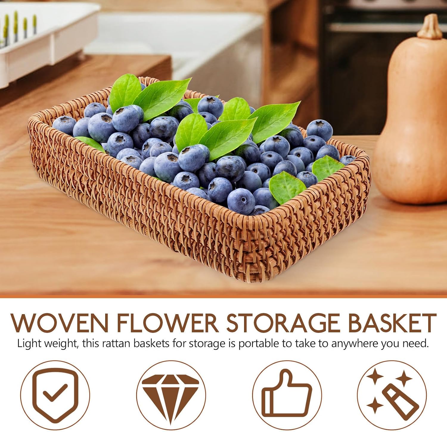 Small Rattan Bread Basket Rustic Woven Serving Basket