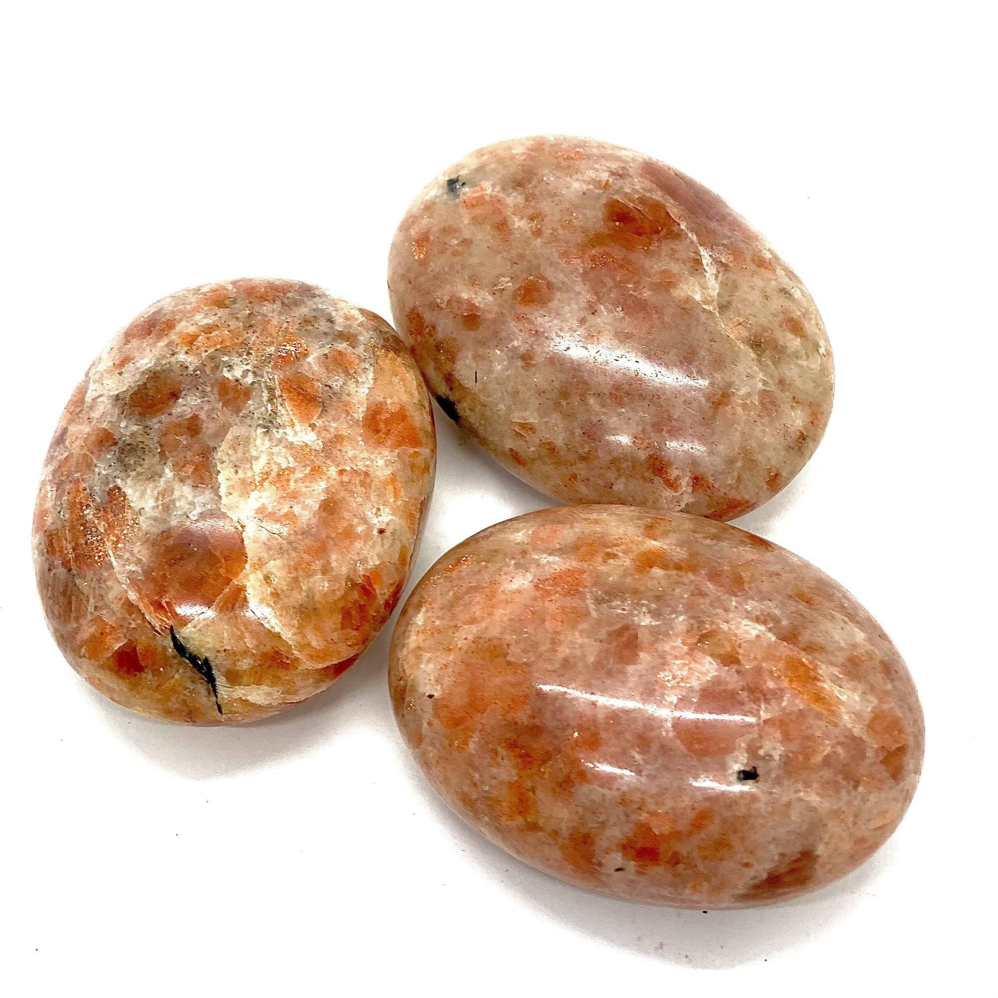 PACHAMAMA ESSENTIALS Sunstone Palm Stone Polished - Pocket Stone for Anxiety Healing - Meditation (Sunstone)
