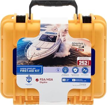 Adventure Medical Kits Marine Series Medical Kit - 600 - Boat First Aid Kit For 8 People 12 Hours From Care - Includes Emergency Medical Supplies Like Bandages, Medicine, Guide Book & More