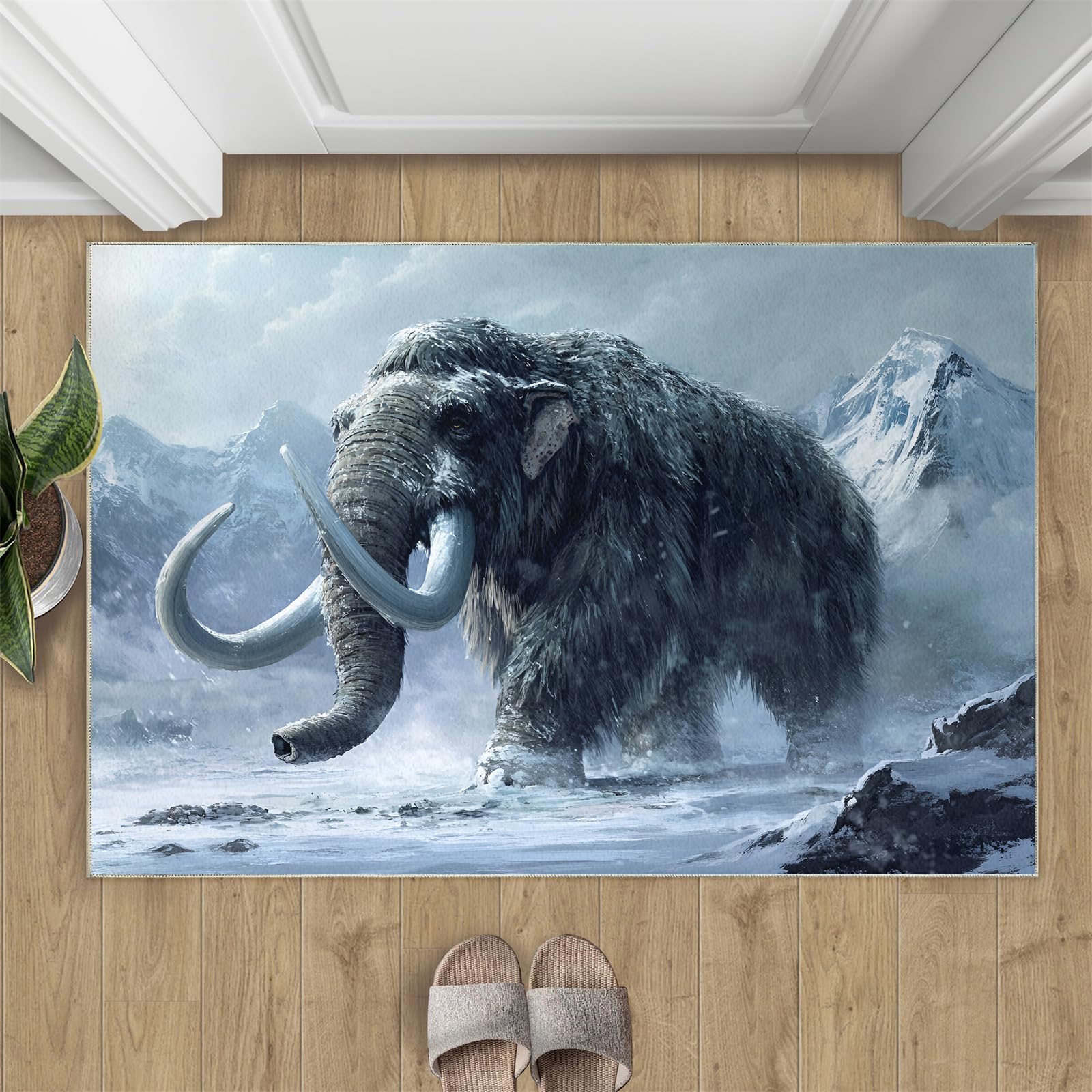 Générique Elephant Teppich Teppich 120 x 180 cm Lavable Mammouth Teppichboden Doux antidérapant pour Chambre à Coucher, Salle à Manger, Cuisine décoration