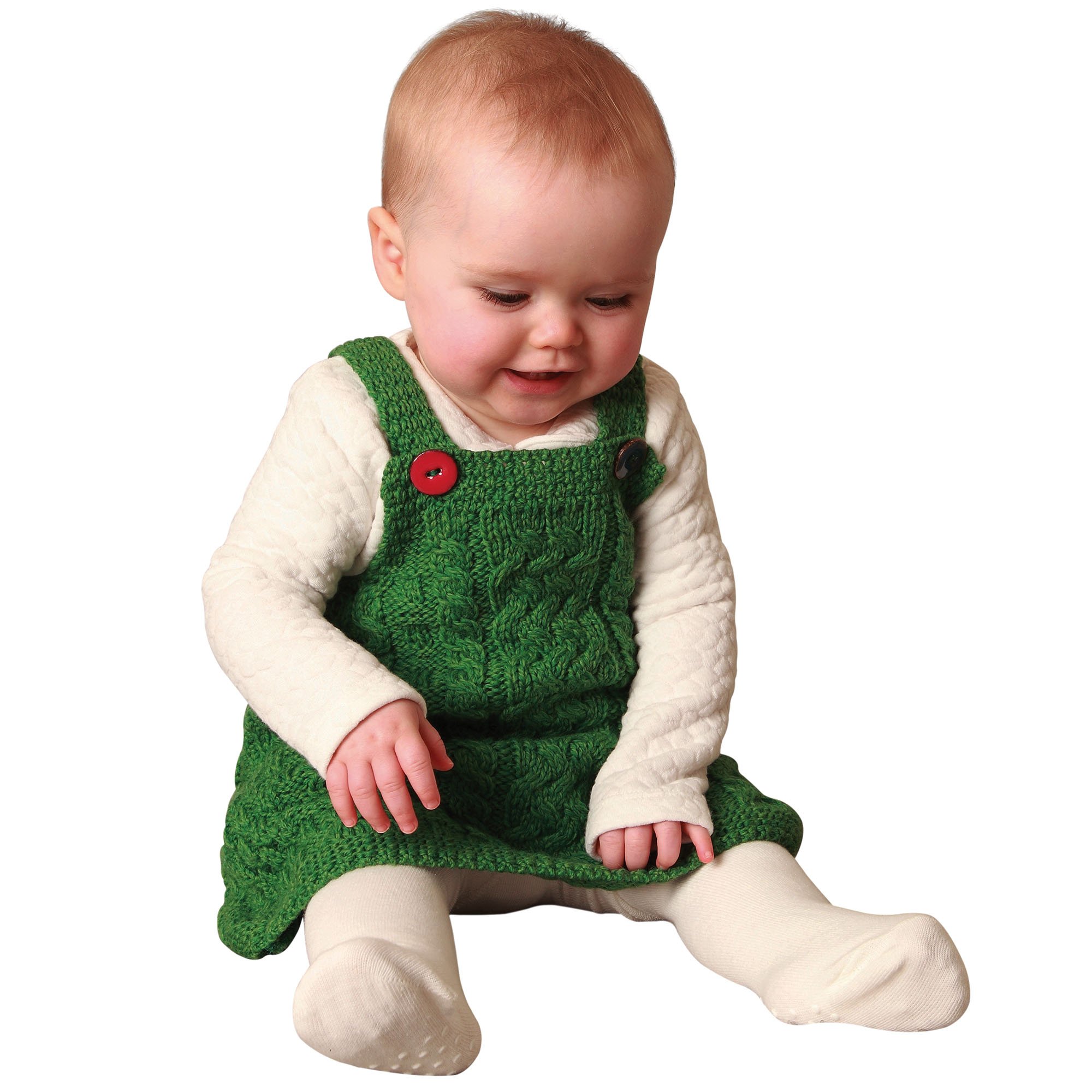 Carraig donn knitwear Merino Wool Baby Pinafore 257 Kiwi
