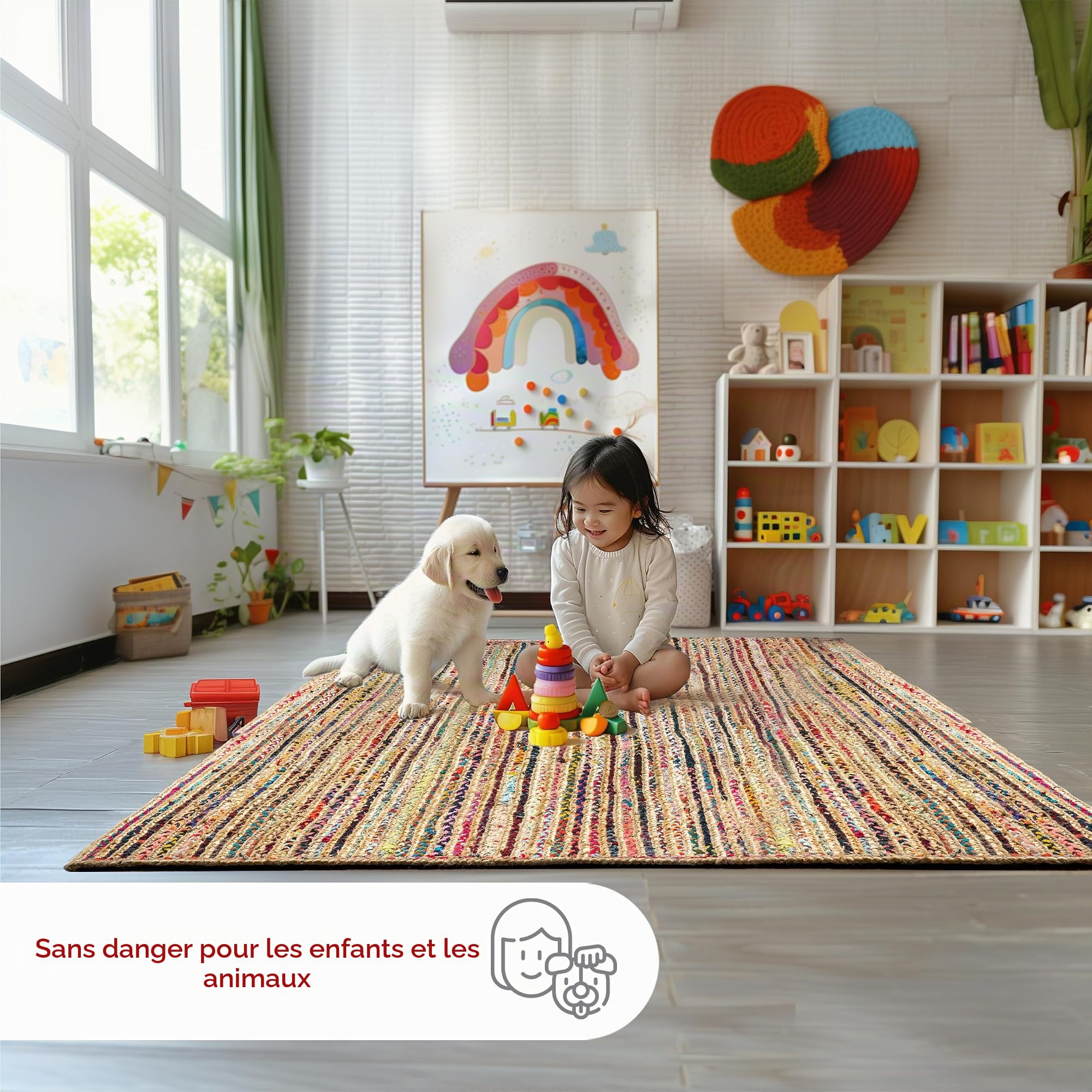 nuLOOM Tapis en Jute, Multicolore, 120 x 180 cm