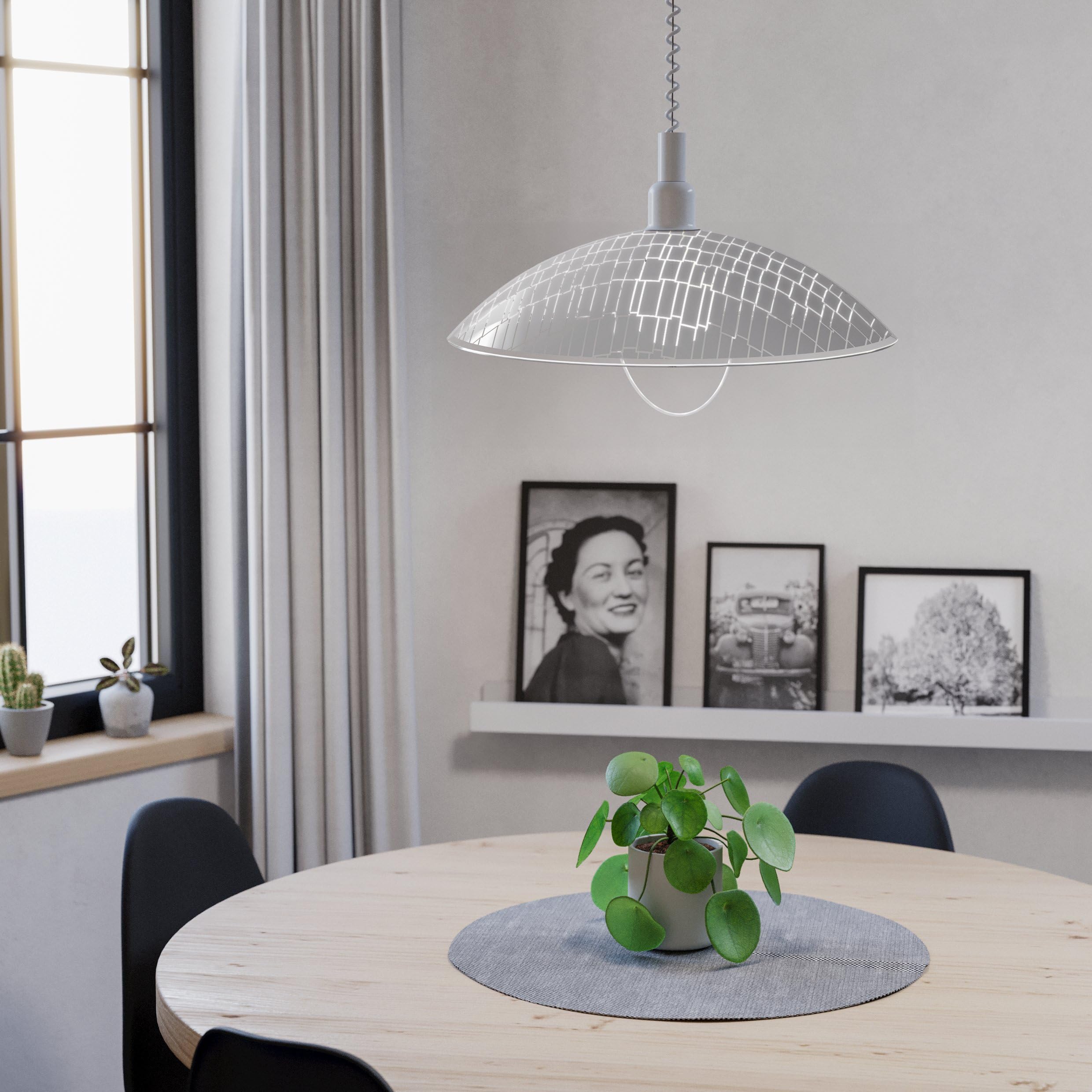 Eglo Alvez Lámpara colgante clásica de 1 foco con cable en espiral | regulable en altura, de plástico y cristal en blanco, transparente lámpara de cocina, para mesa de comedor, con casquillo E27