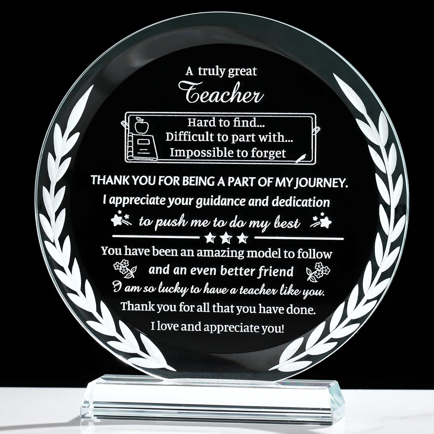 Movdyka Teacher Gifts, Teacher Appreciation Gifts for Women, Crystal Plaque Decor, Best Retirement Graduation End of Year Birthday Christmas Ideal Gifts for Teacher, Clear Circle