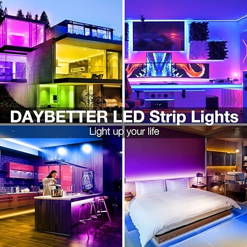 Miniatura 8 de DAYBETTER Tira de luces LED de 400 pies, luz inteligente con control remoto de aplicación, luces LED RGB para dormitorio, sincronización de música,